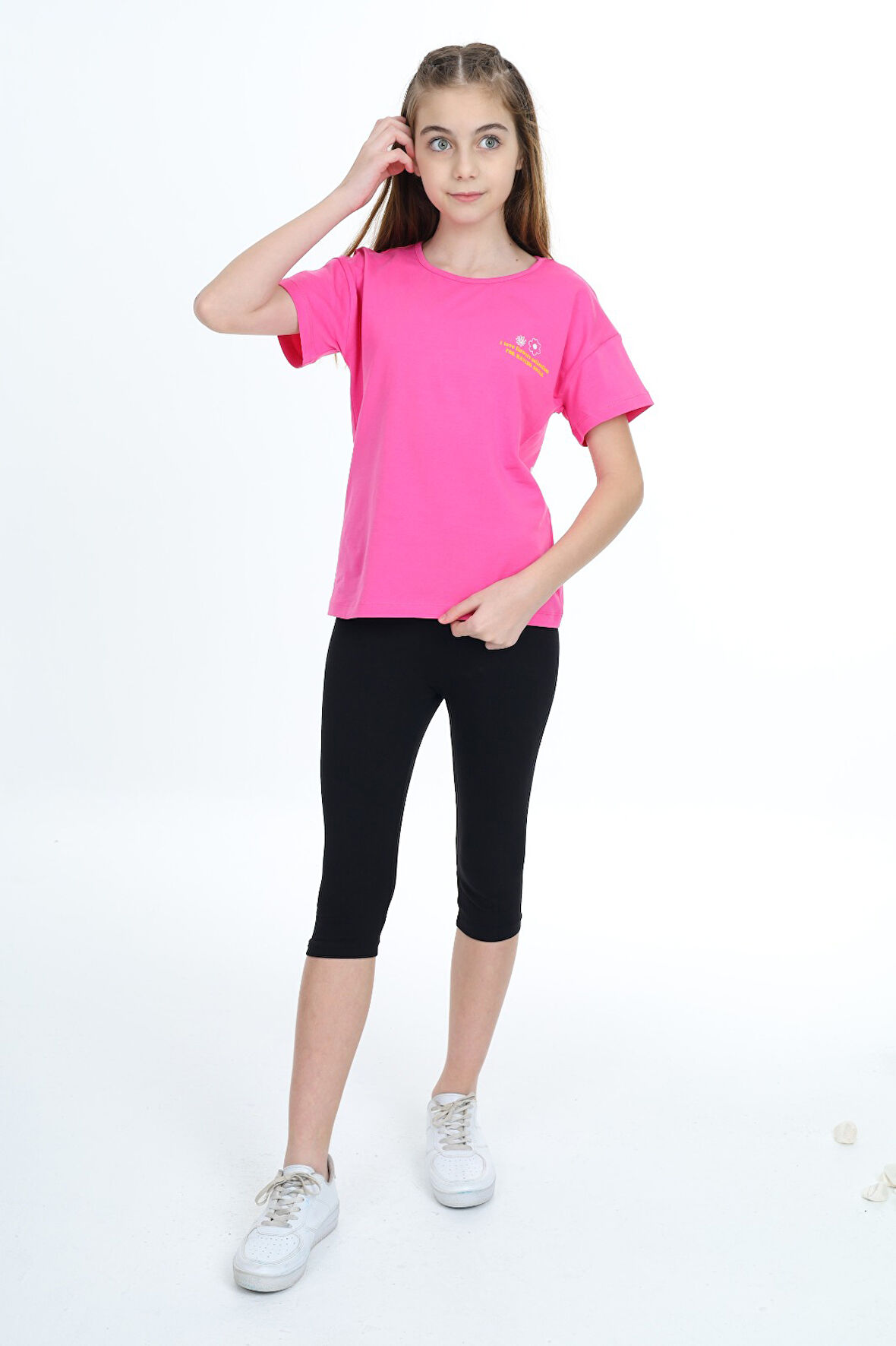 Toontoy Kız Çocuk Baskılı Taytlı Takım