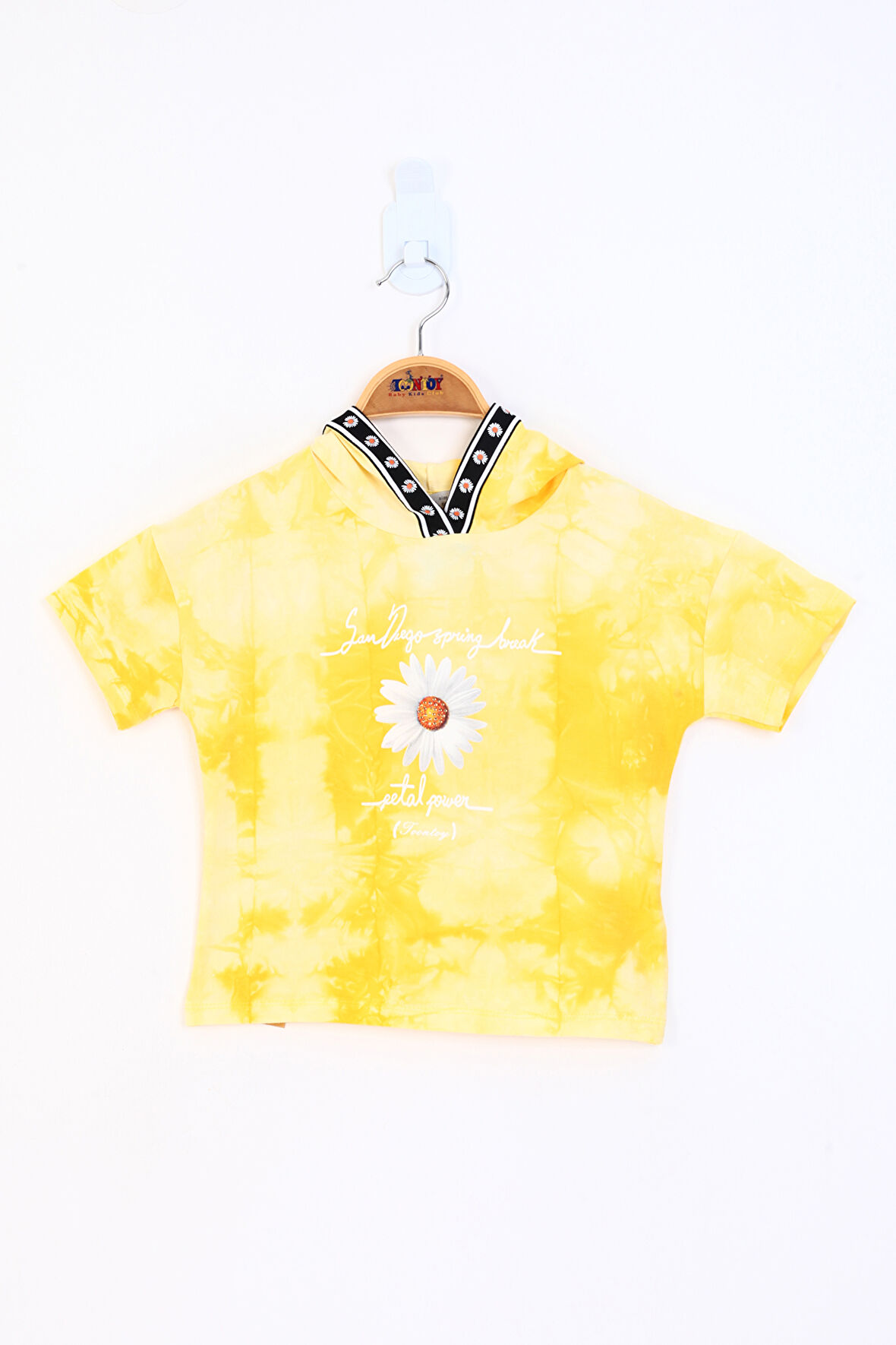 Toontoy Kız Çocuk Batik Desenli Papatya Baskılı Tişört