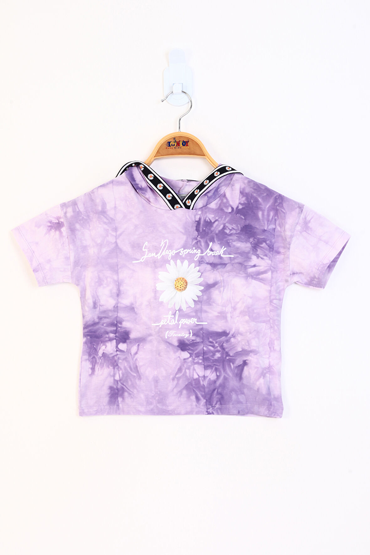 Toontoy Kız Çocuk Batik Desenli Papatya Baskılı Tişört