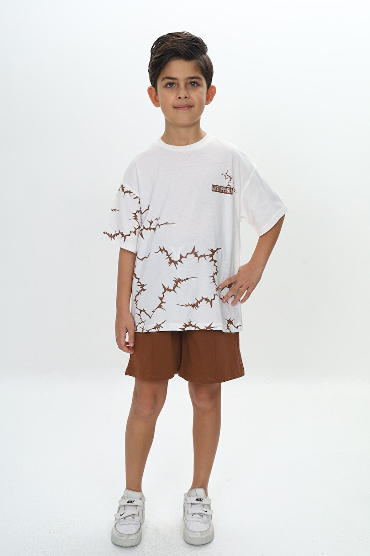 Toontoy Erkek Çocuk Göğsü Unstoppable Yazı Baskılı Şortlu Takım