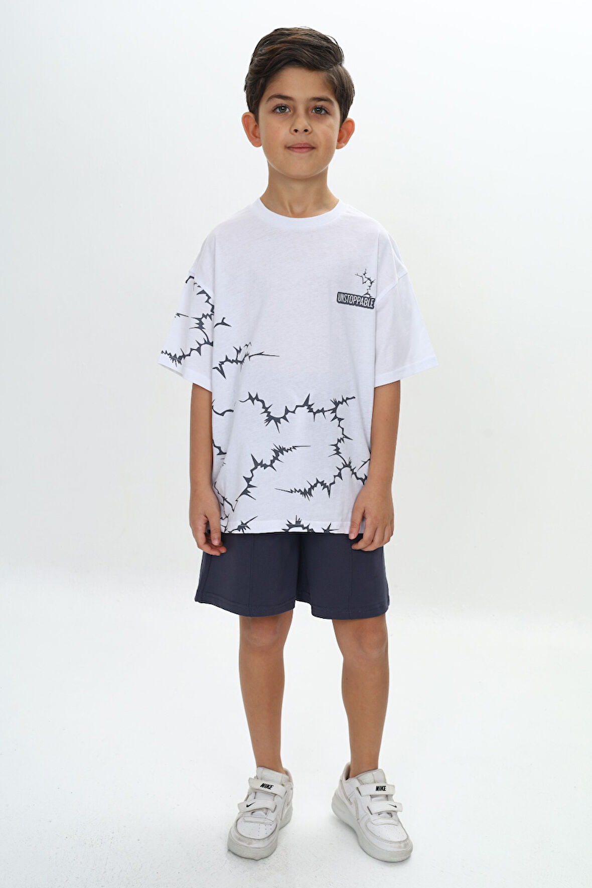 Toontoy Erkek Çocuk Göğsü Unstoppable Yazı Baskılı Şortlu Takım