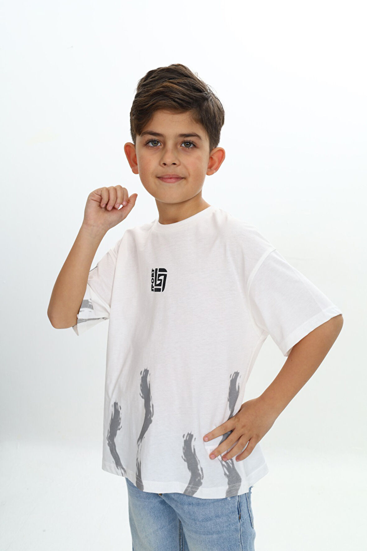 Toontoy Erkek Çocuk Sport Yazılı Fırça Baskılı Tişört