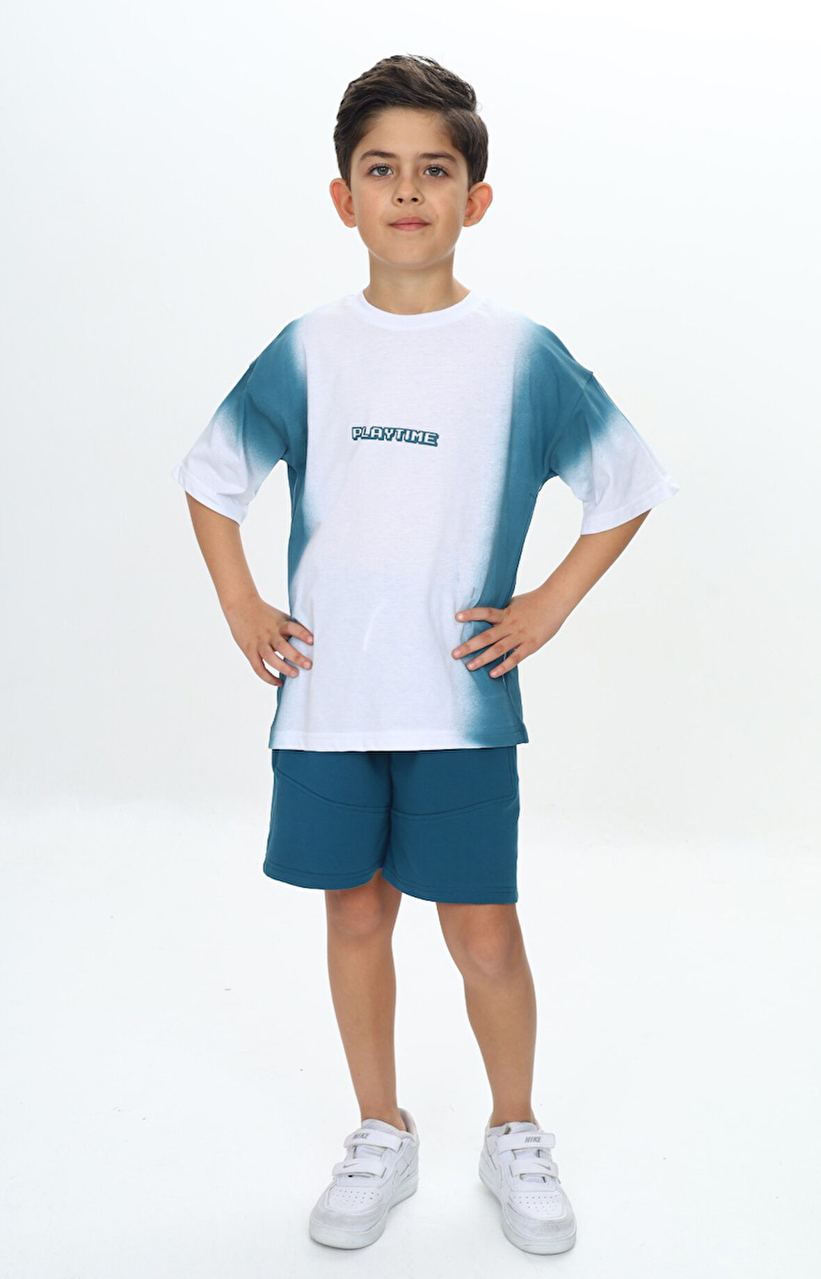 Toontoy Erkek Çocuk Garni Detaylı Playtıme Baskılı Şortlu Takım