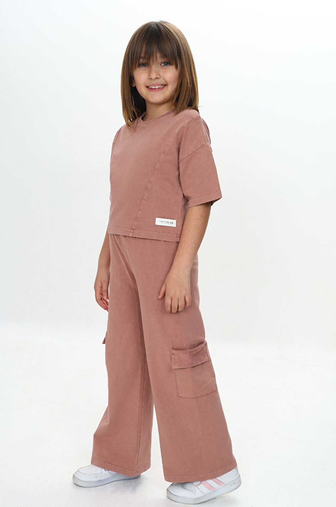 Toontoy Kız Çocuk Yıkamalı Crop Eşofman Takım