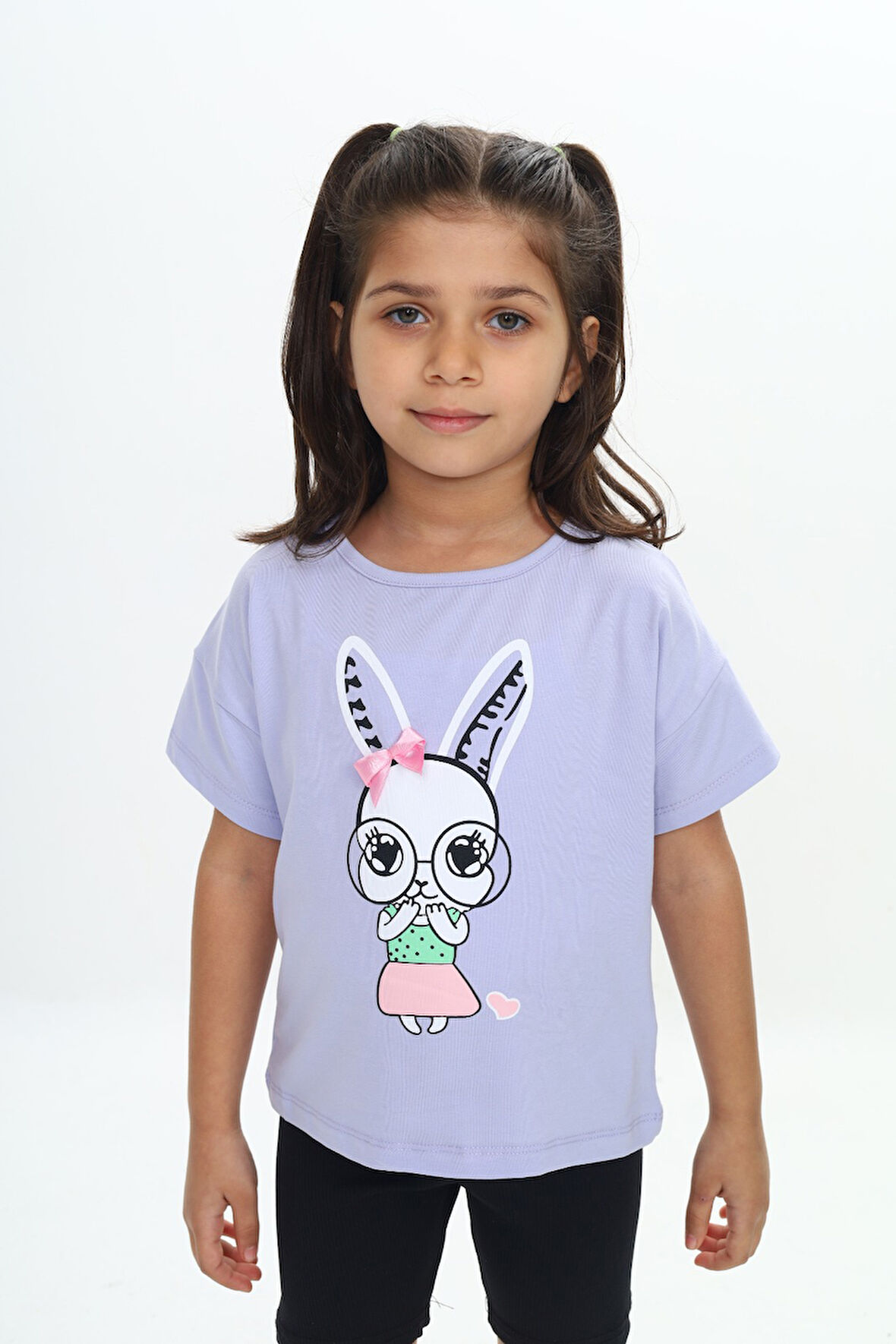 Toontoy Kız Çocuk Tavşan Baskılı Tişört