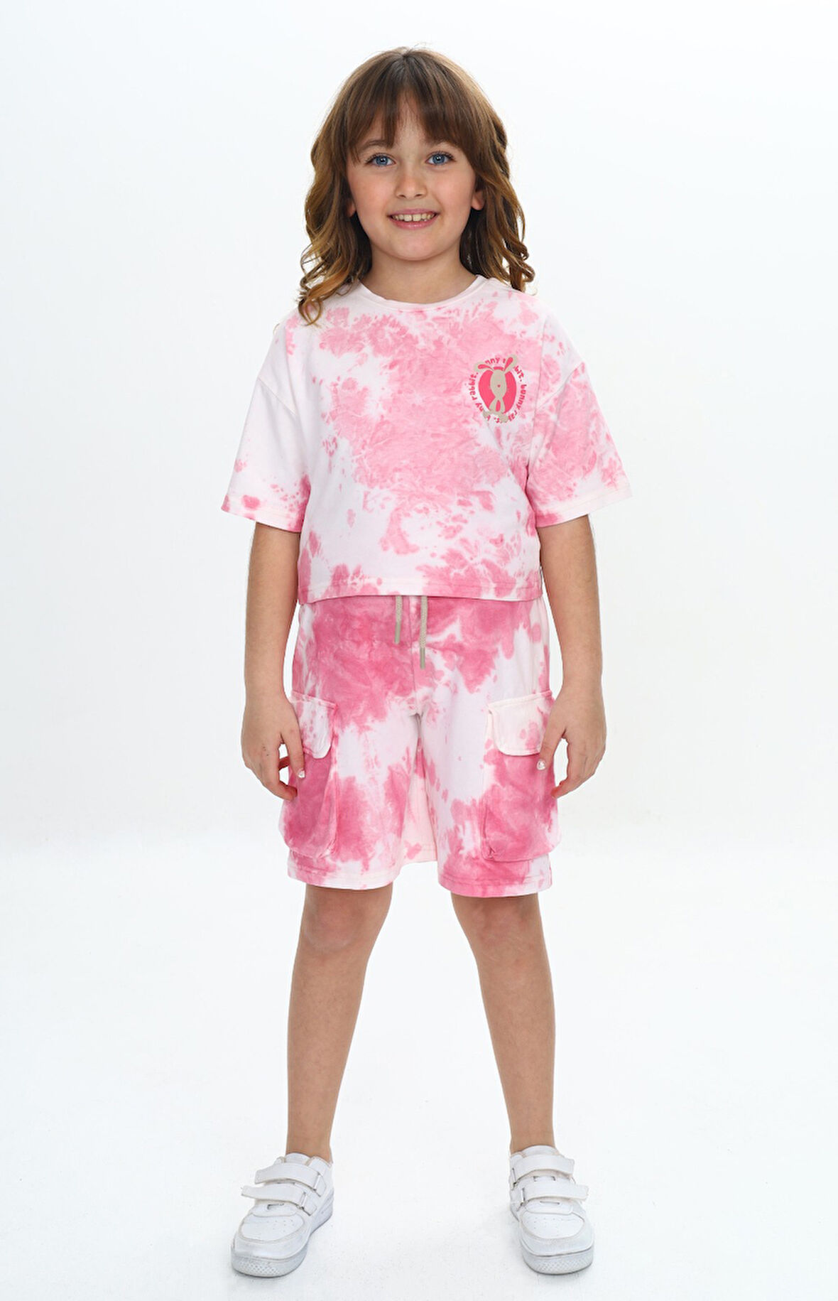 Toontoy Kız Çocuk Batikli Tavşan Baskılı Şortlu Takım