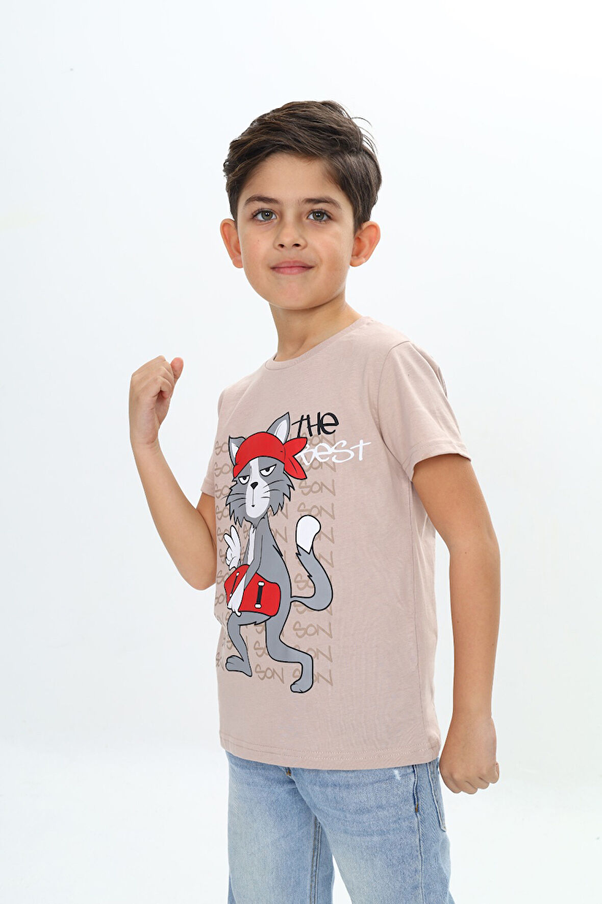 Toontoy Erkek Çocuk Kaykay Kedi Baskılı Tişört