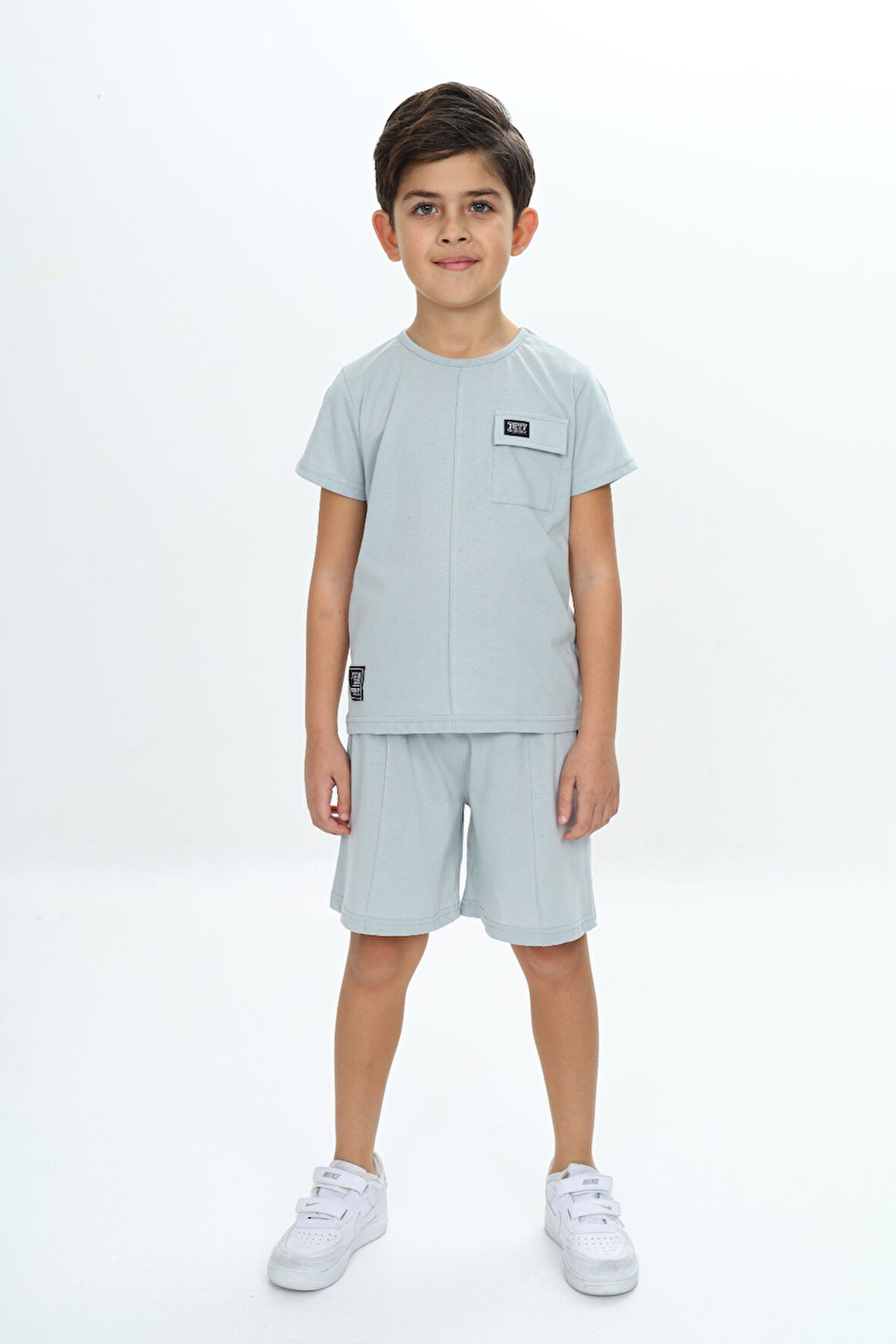 Toontoy Erkek Çocuk Göğsü Cepli Armalı Şortlu Takım