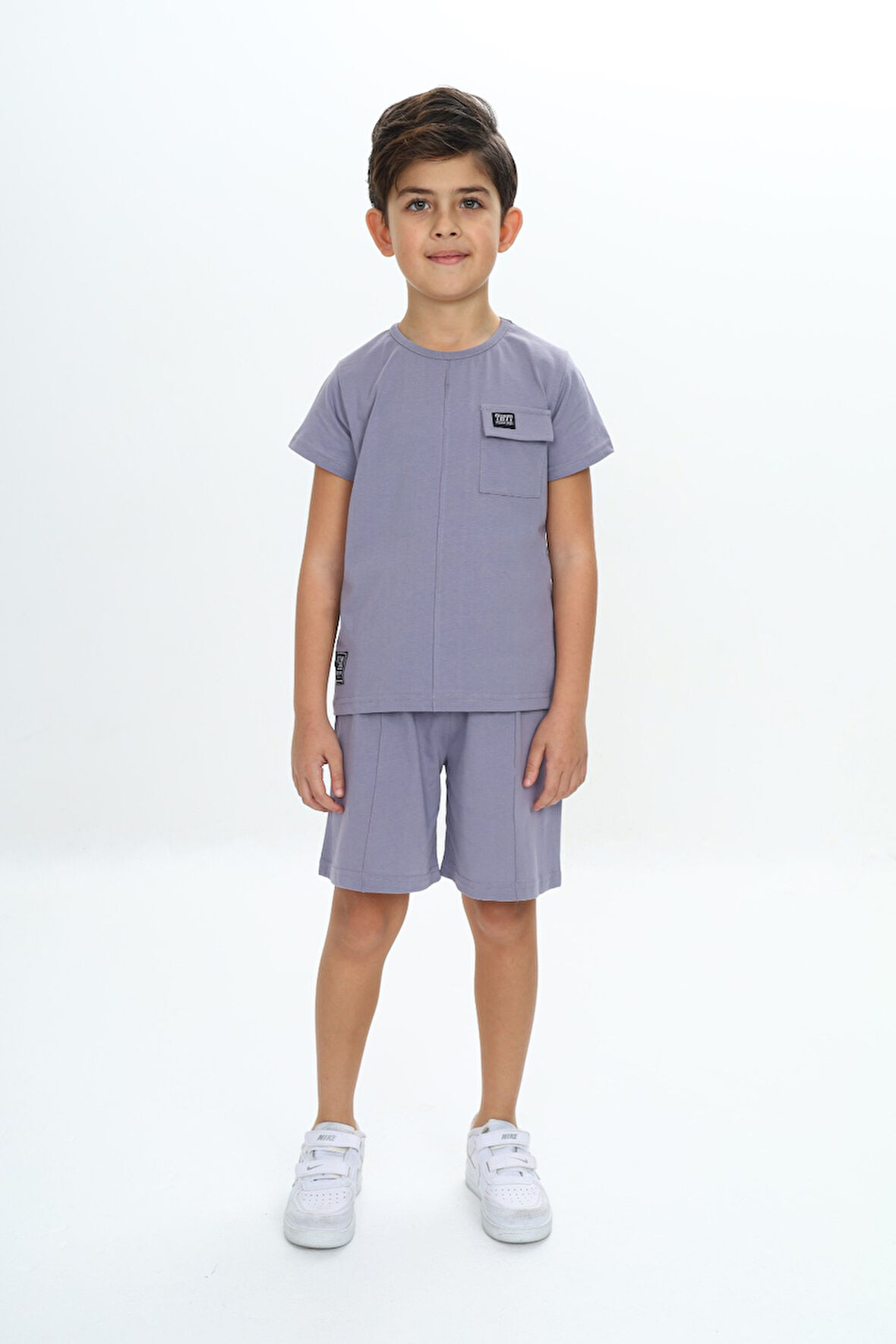Toontoy Erkek Çocuk Göğsü Cepli Armalı Şortlu Takım