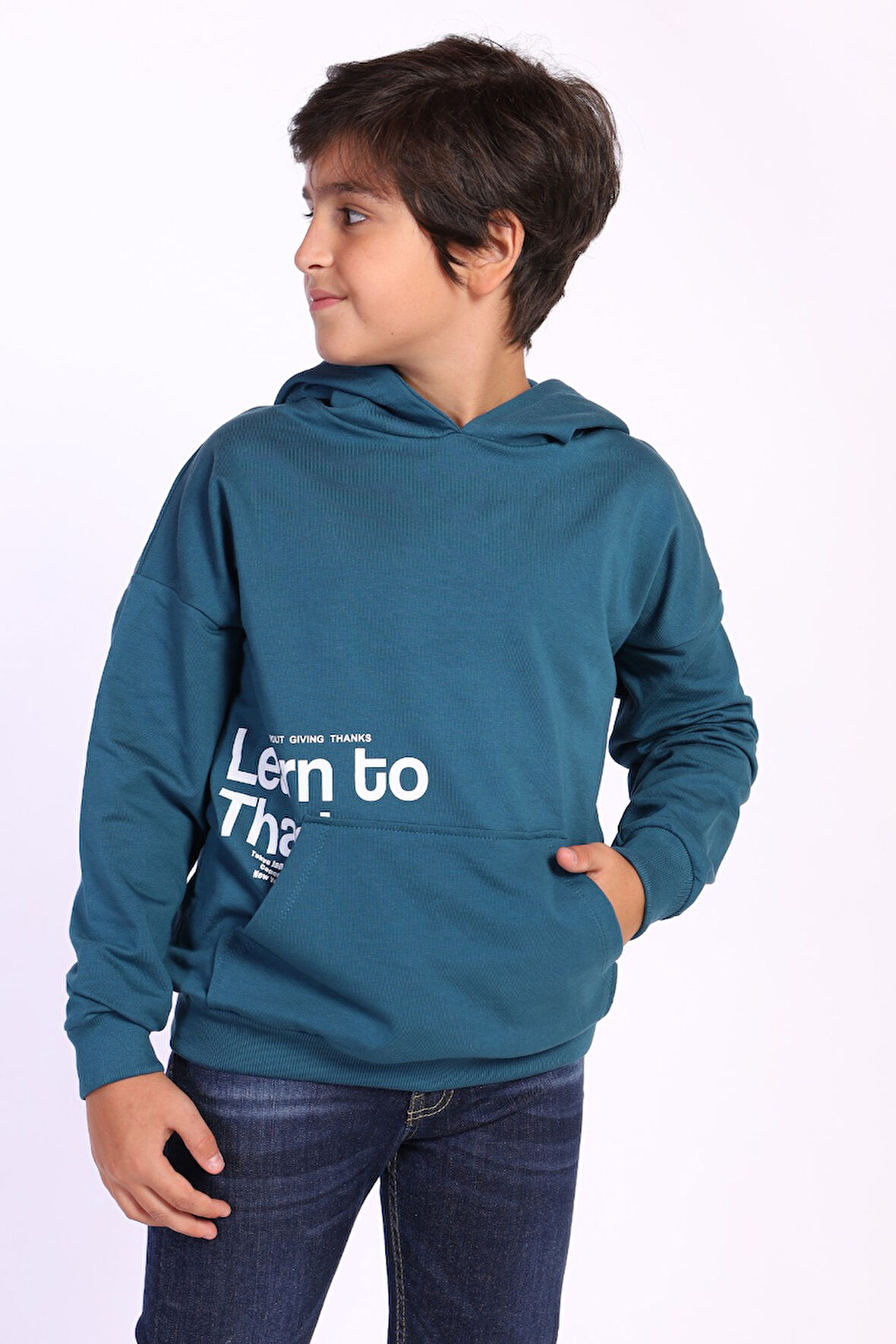 Toontoy Erkek Çocuk Kapüşonlu Kanguru Cepli Baskılı Sweatshirt