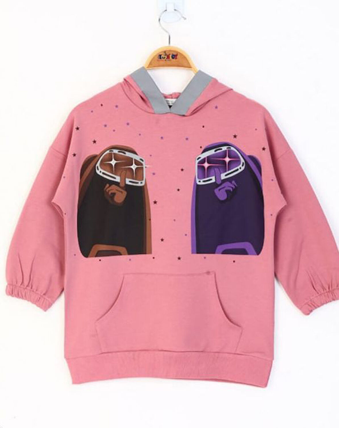 Toontoy Kız Çocuk Robot Reflektörlü Baskılı Sweatshirt
