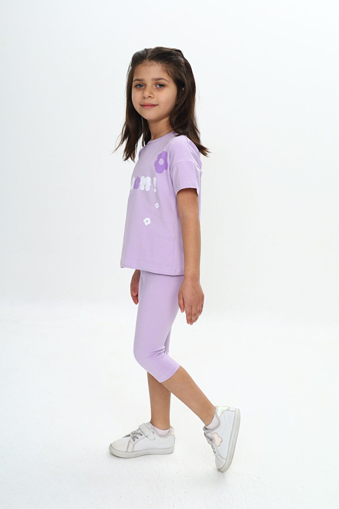 Toontoy Kız Çocuk Bloom Yazı Çiçek Baskılı Kaprili Takım