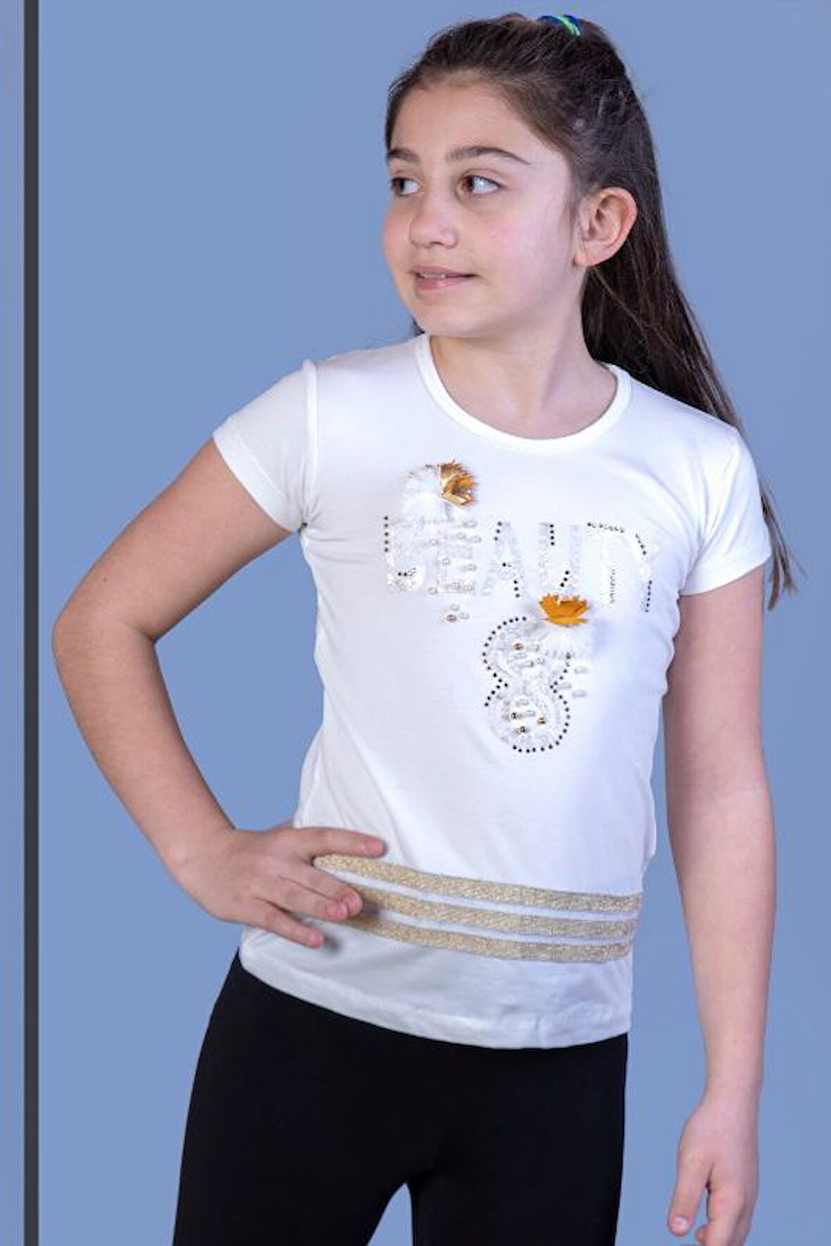 Toontoy Kız Çocuk Beauty Baskılı Tişört