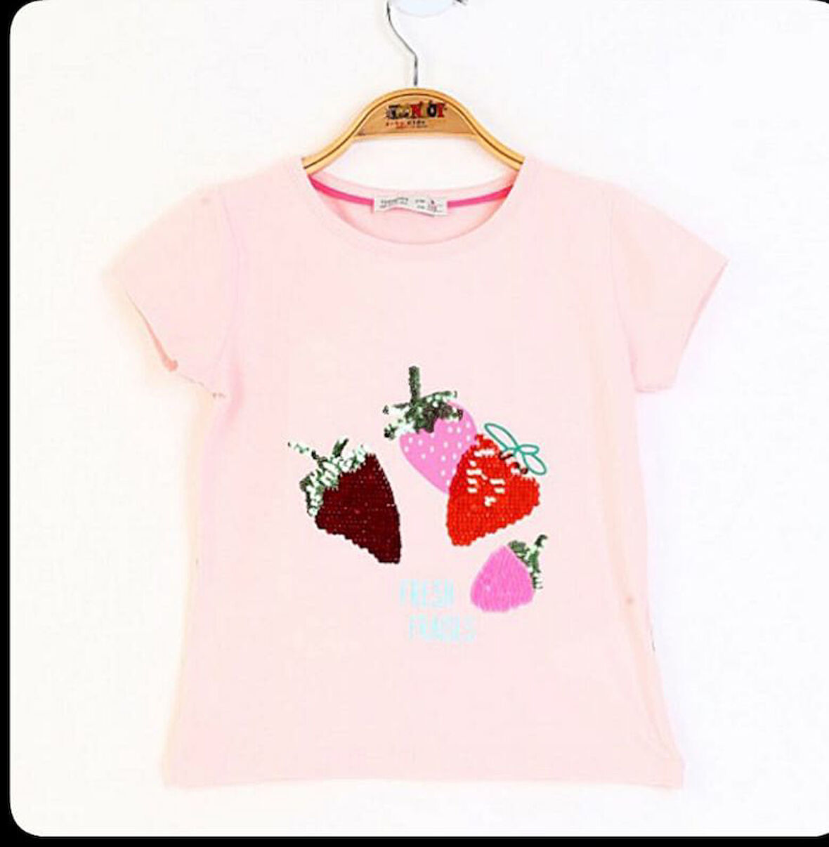 Toontoy Kız Çocuk Pullu Çiçek Nakışlı Tişört