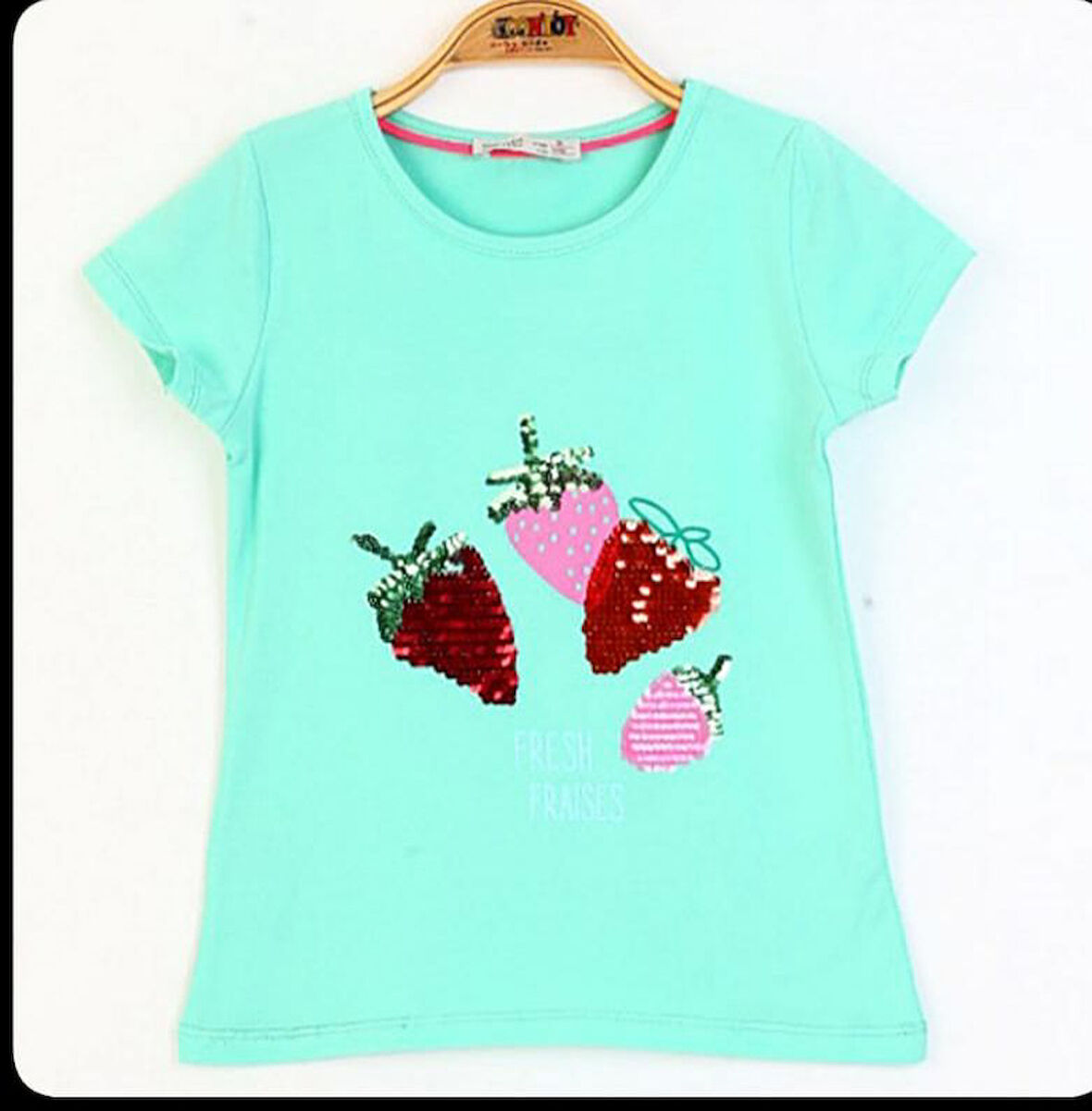 Toontoy Kız Çocuk Pullu Çiçek Nakışlı Tişört