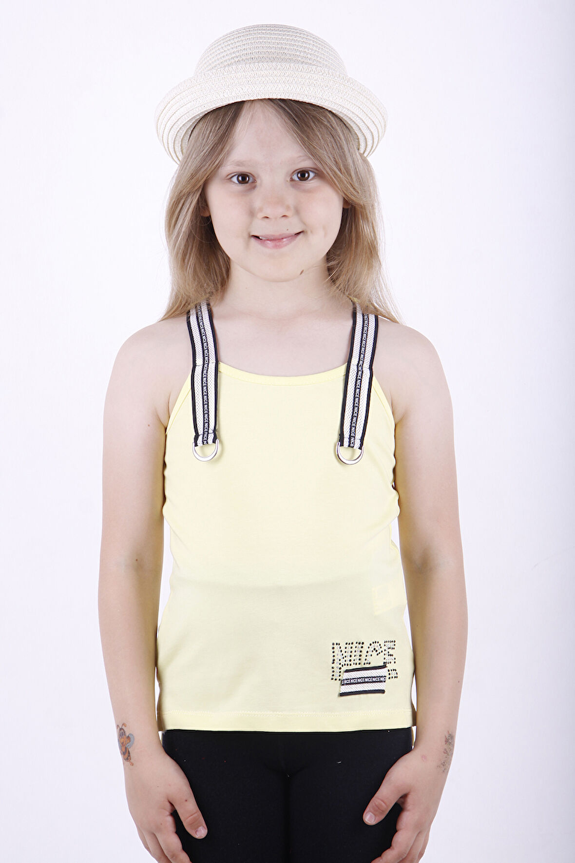 Toontoy Kız Çocuk Omuz Şerit Aksesuarlı Atlet