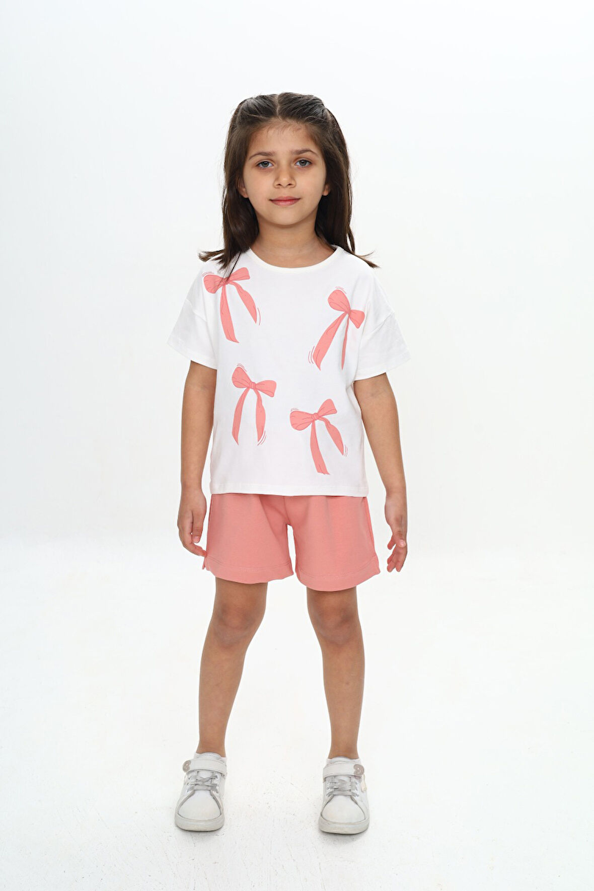 Toontoy Kız Çocuk Fiyonk Baskılı Şortlu Takım