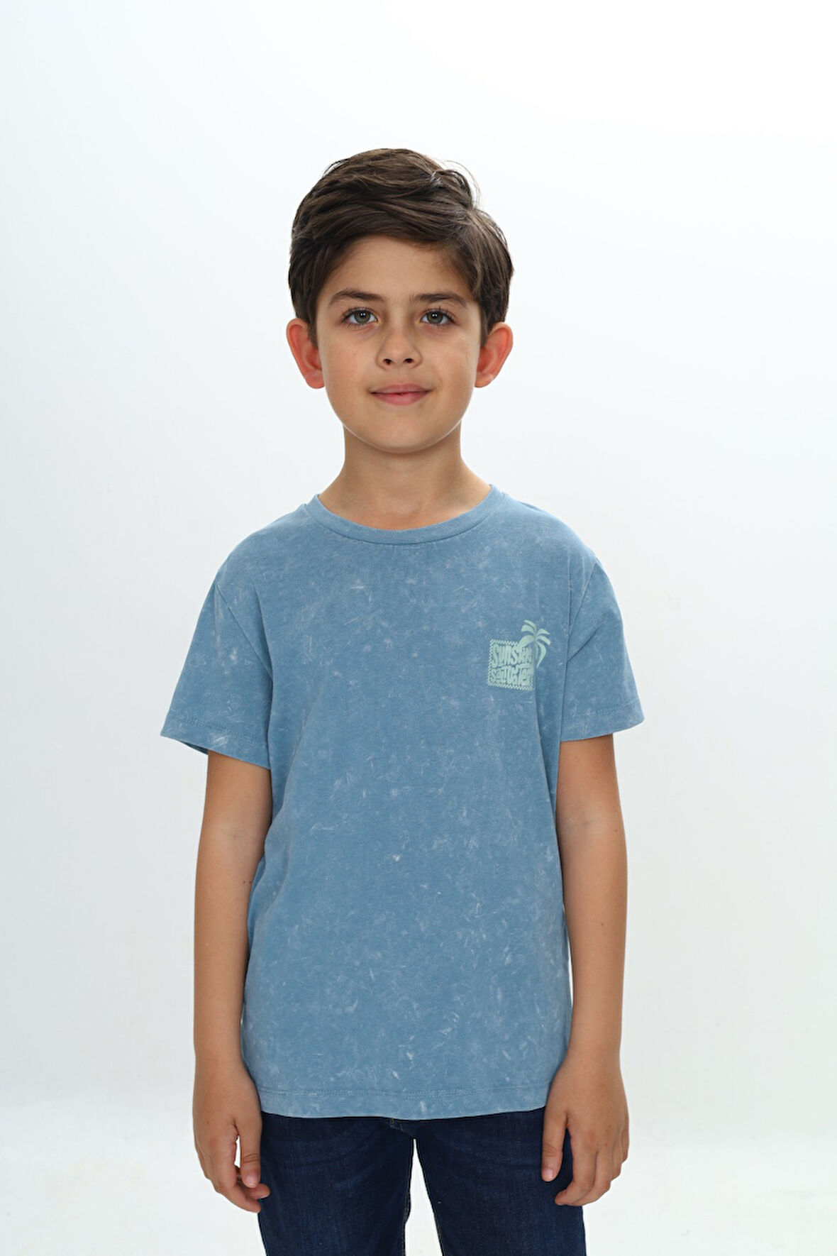 Toontoy Erkek Çocuk Yıkamalı Göğsü Baskılı Tişört