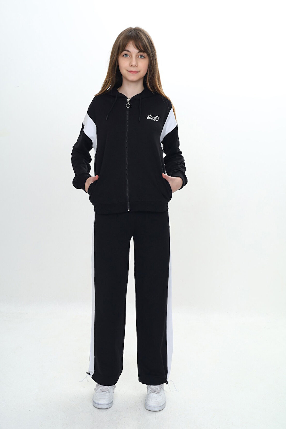 Toontoy Kız Çocuk Fermuarlı Garni Detaylı Eşofman Takım