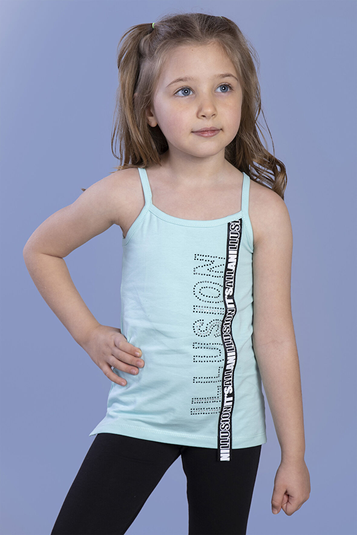 Toontoy Kız Çocuk Illusion Baskılı Şerit Aksesuarlı Atlet