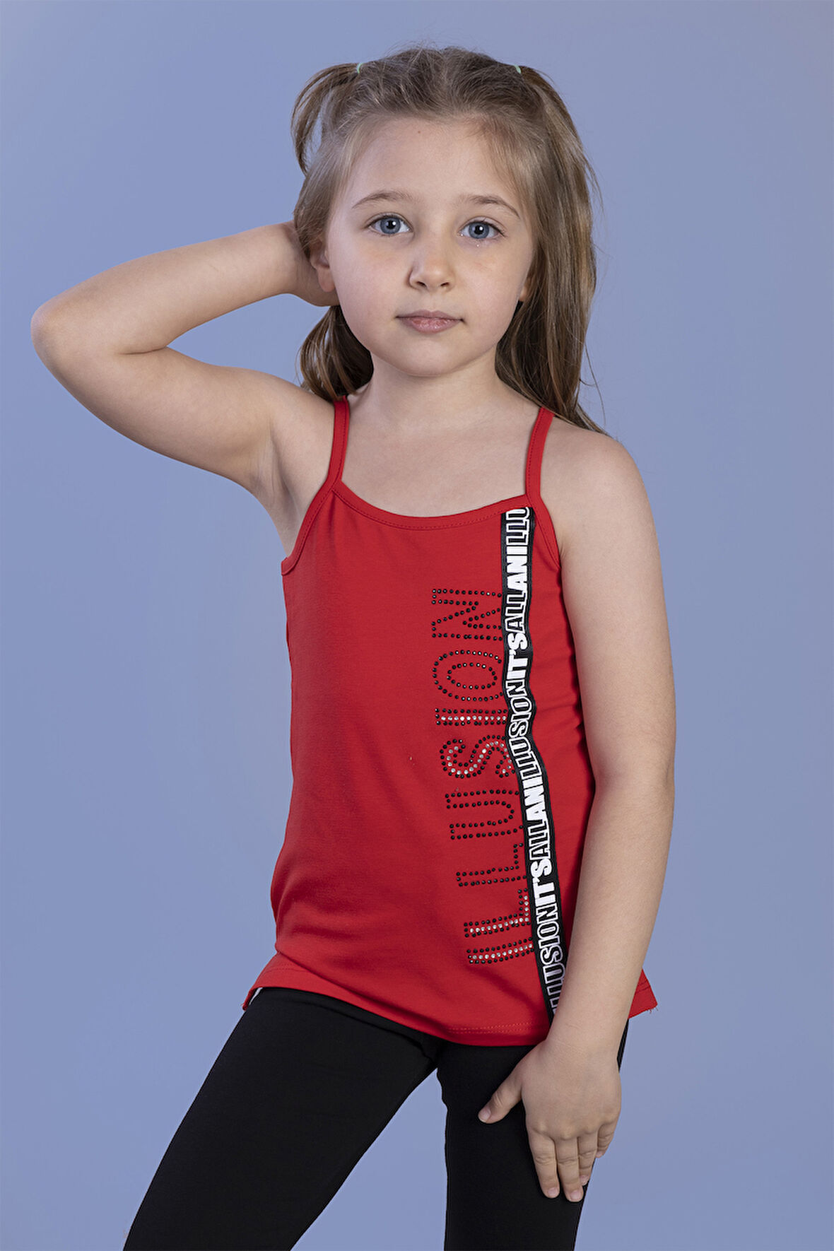 Toontoy Kız Çocuk Illusion Baskılı Şerit Aksesuarlı Atlet