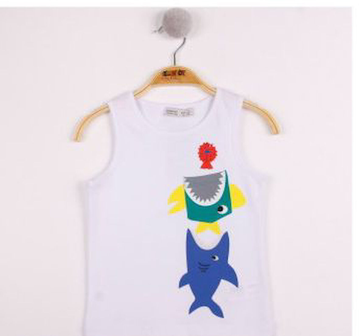 Erkek Çocuk Cepli Balık Baskılı Atlet