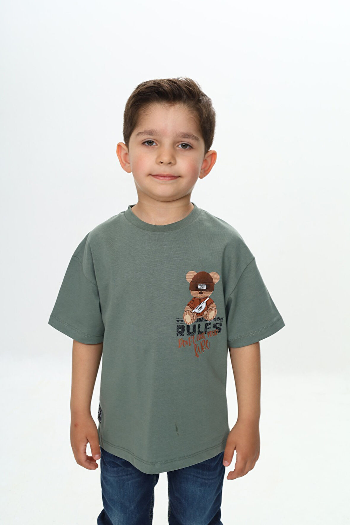Toontoy Erkek Çocuk Rules Şapkalı Ayı Baskılı Tişört