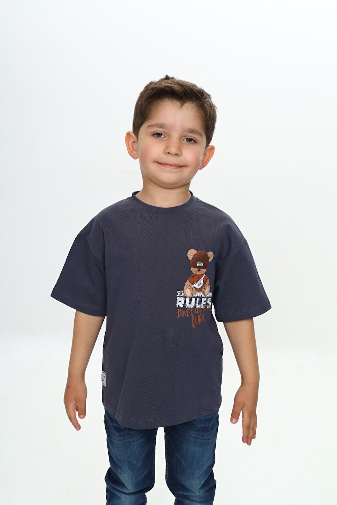 Toontoy Erkek Çocuk Rules Şapkalı Ayı Baskılı Tişört