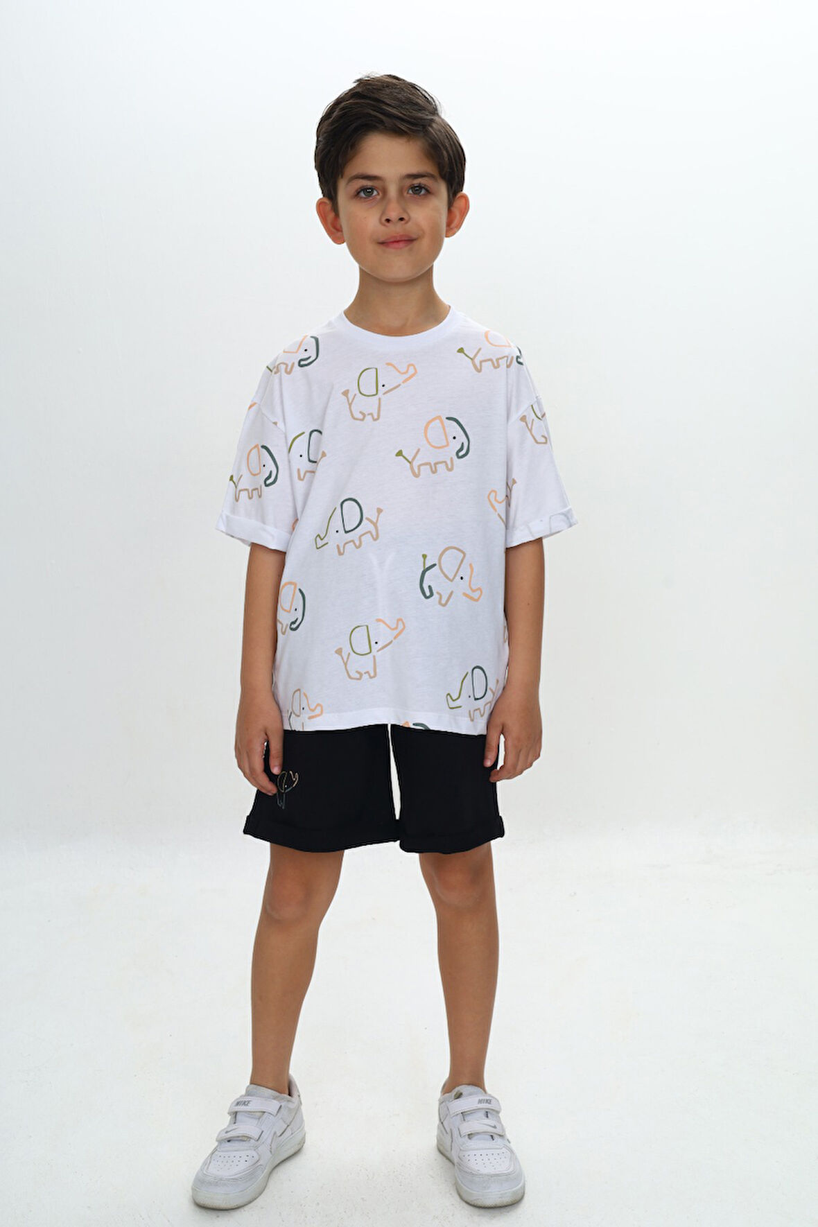 Toontoy Erkek Çocuk Fil Baskılı Şortlu Takım