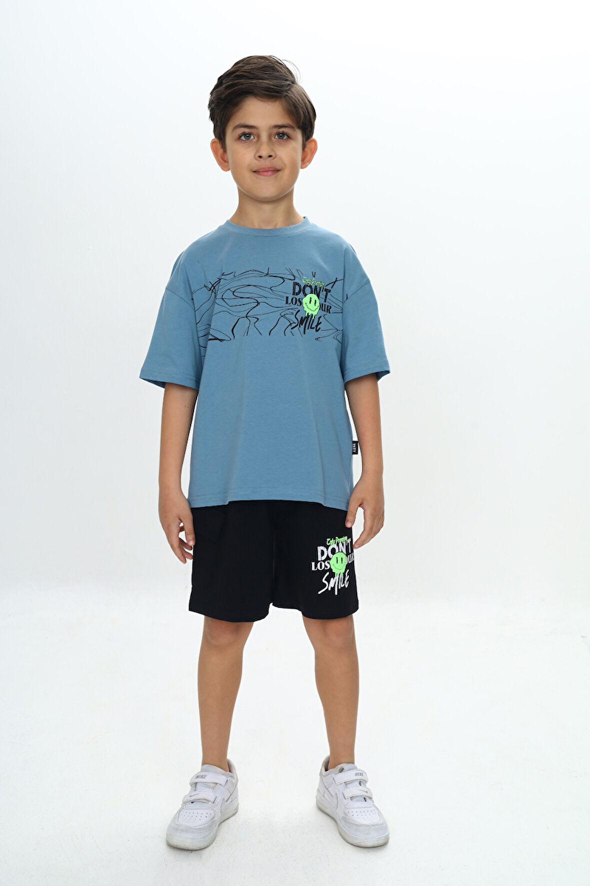Toontoy Erkek Çocuk Smile Yazı Baskılı Şortlu Takım