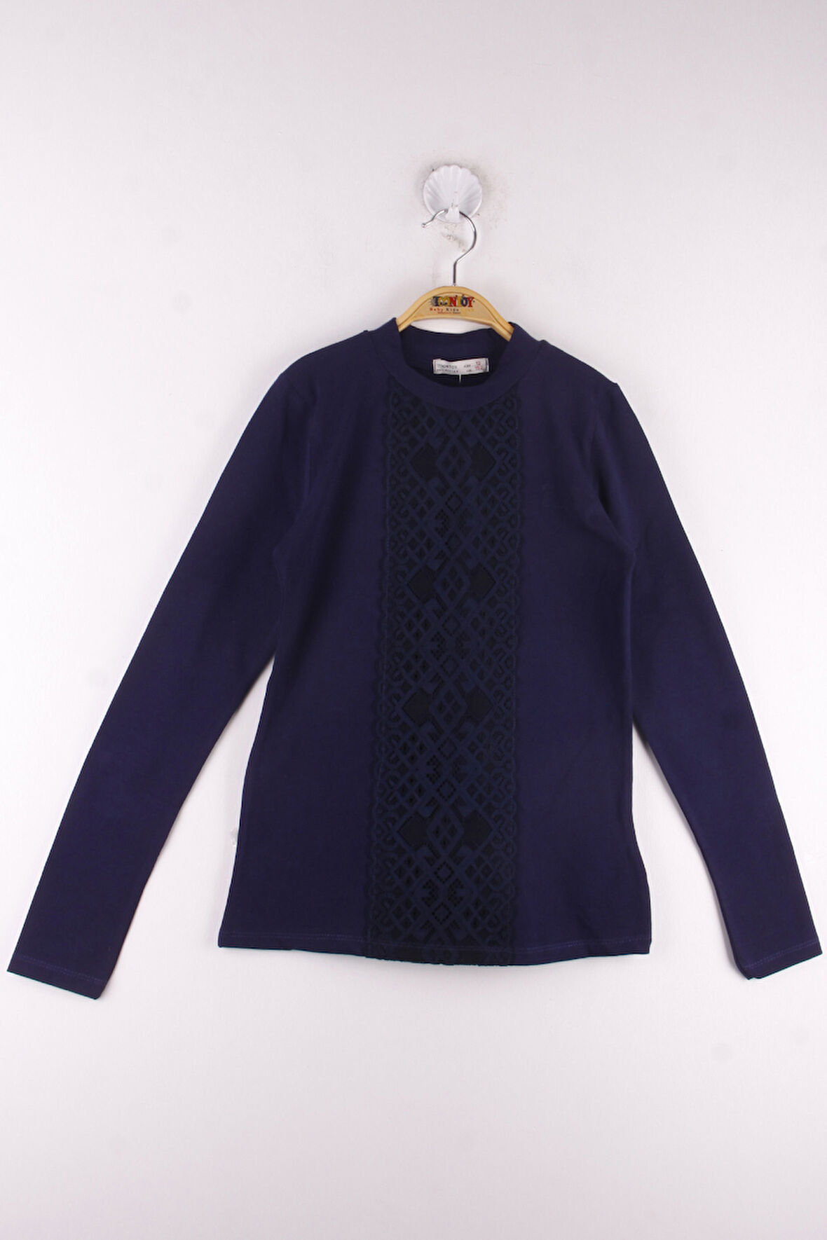 Toontoy Kız Çocuk Önü Dantelli Okul Tişört