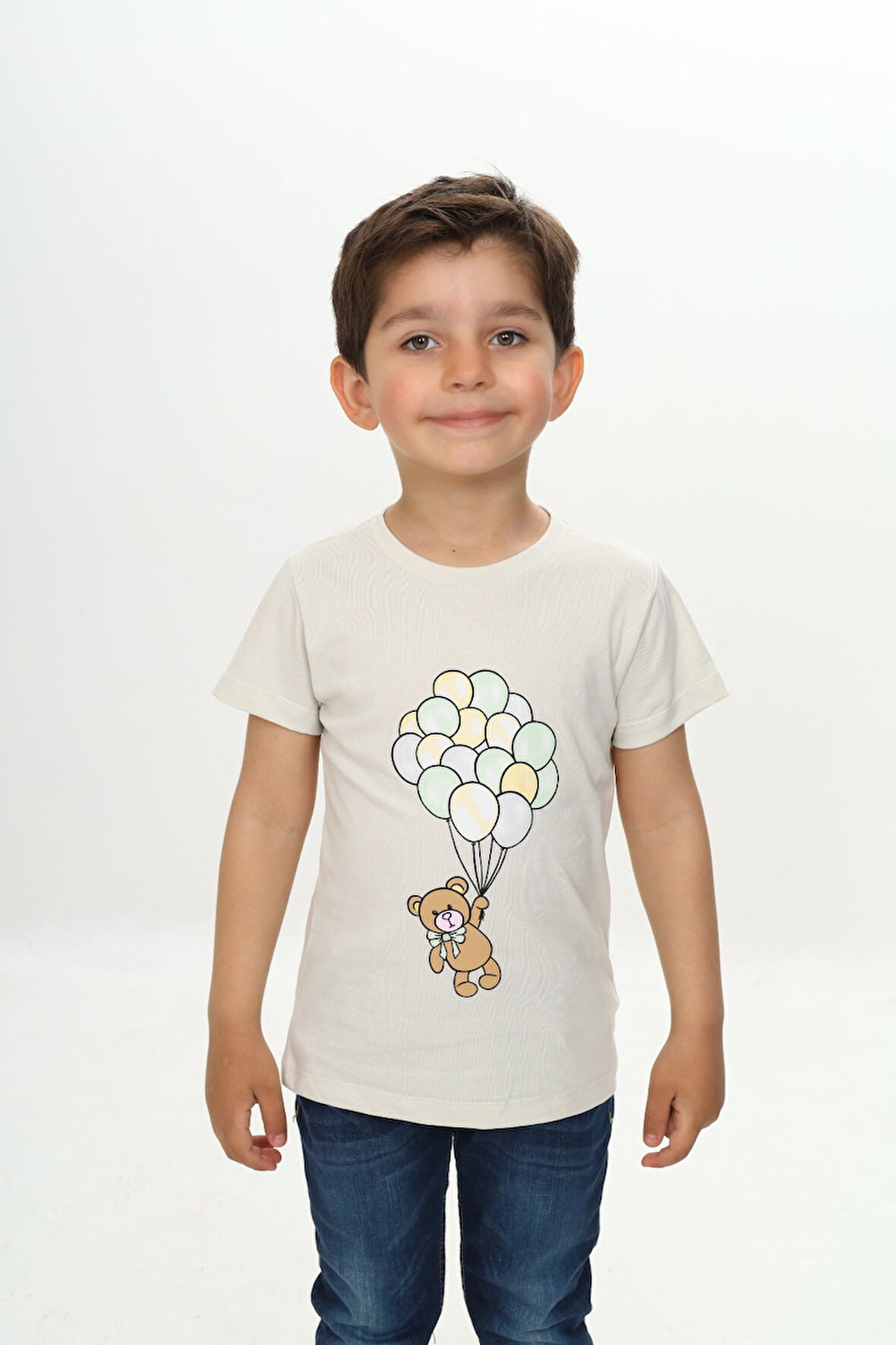 Toontoy Erkek Çocuk Balonlu Ayı Baskılı Tişört