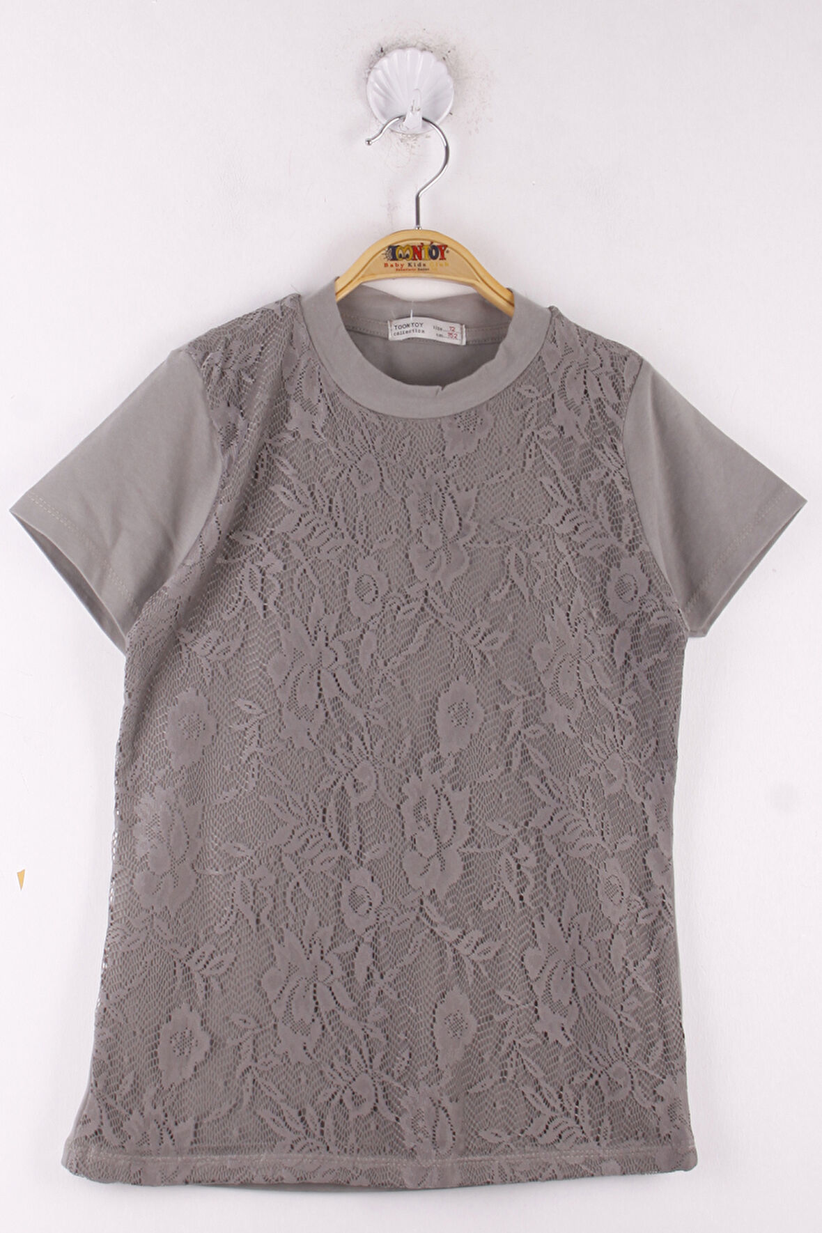 Toontoy Kız Çocuk Önü Dantelli Okul Tişört