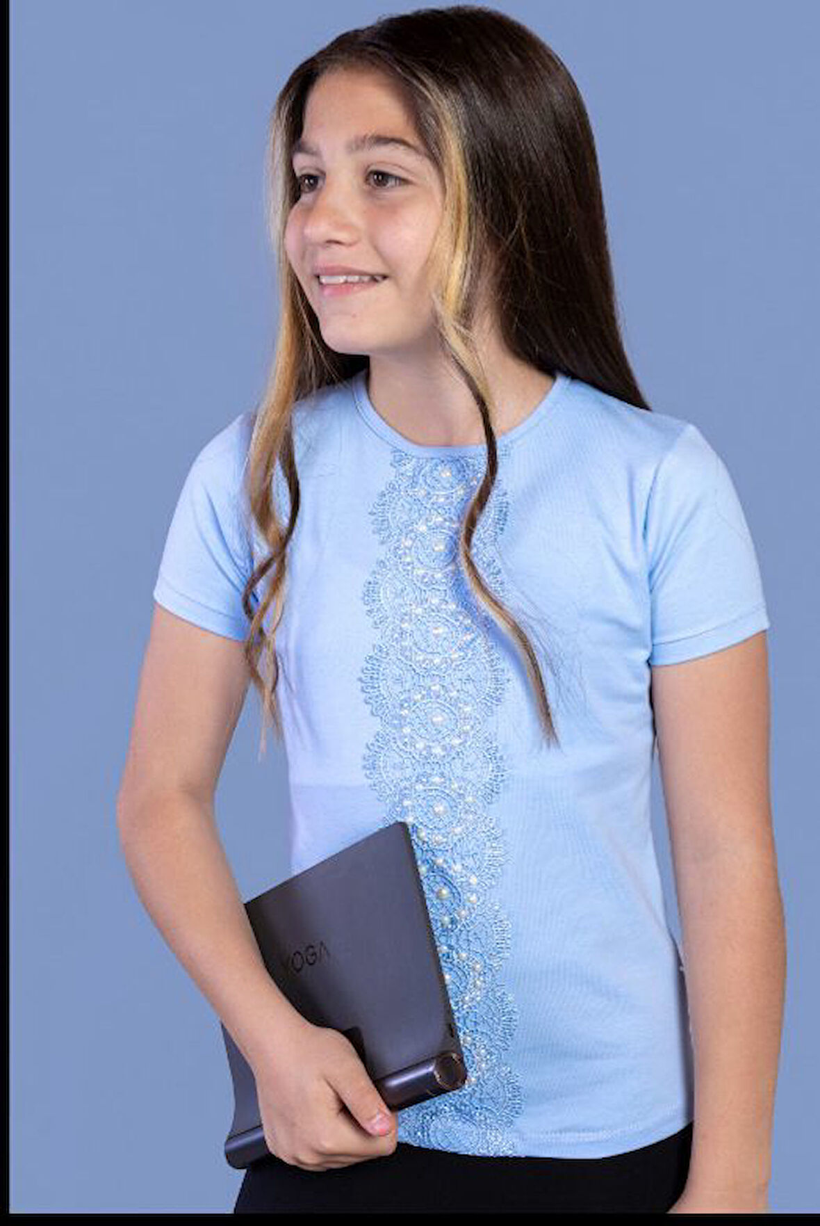 Toontoy Kız Çocuk Dantelli Okul Tişört