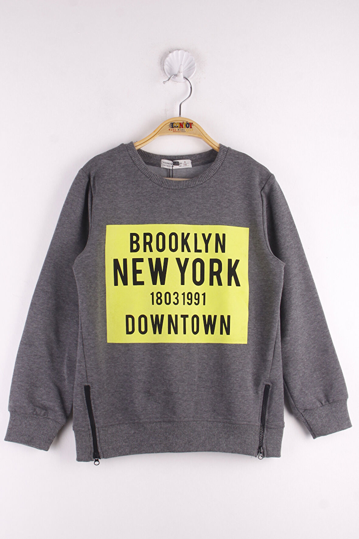 Toontoy Erkek Çocuk Brooklyn Baskılı Fermuar Detaylı Sweatshirt
