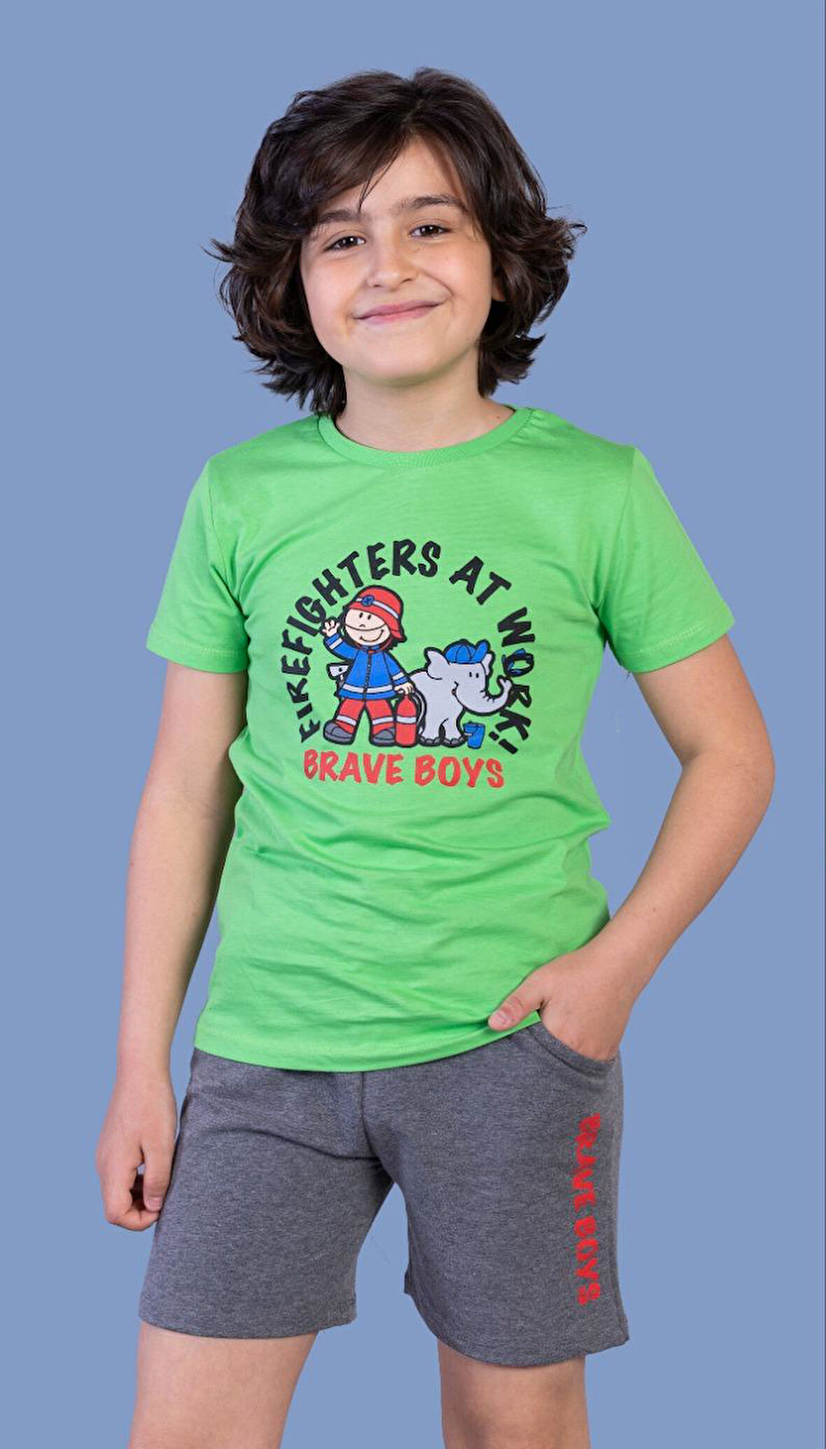 Toontoy Erkek Çocuk İtfaiye Adam Baskılı Şortlu Takım