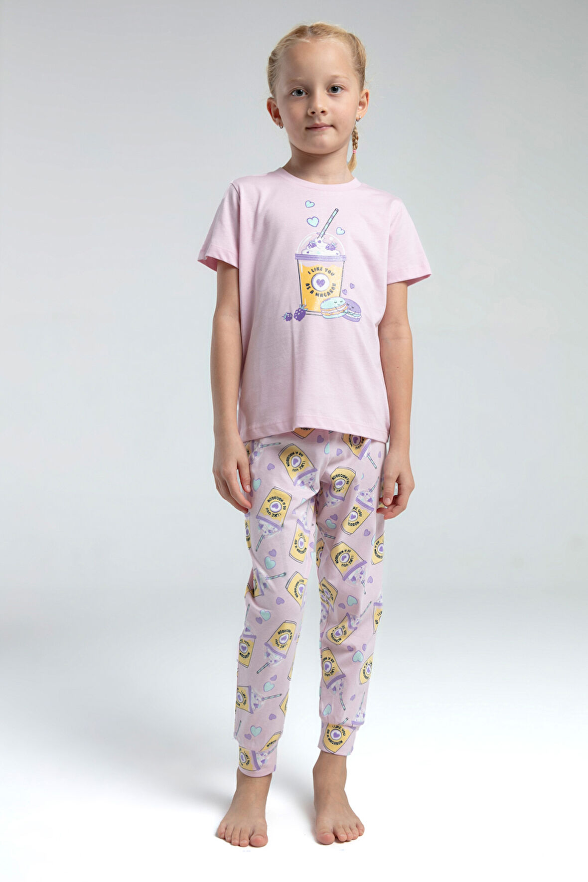 Toontoy Kız Çocuk Komple Baskılı Pijama Takım