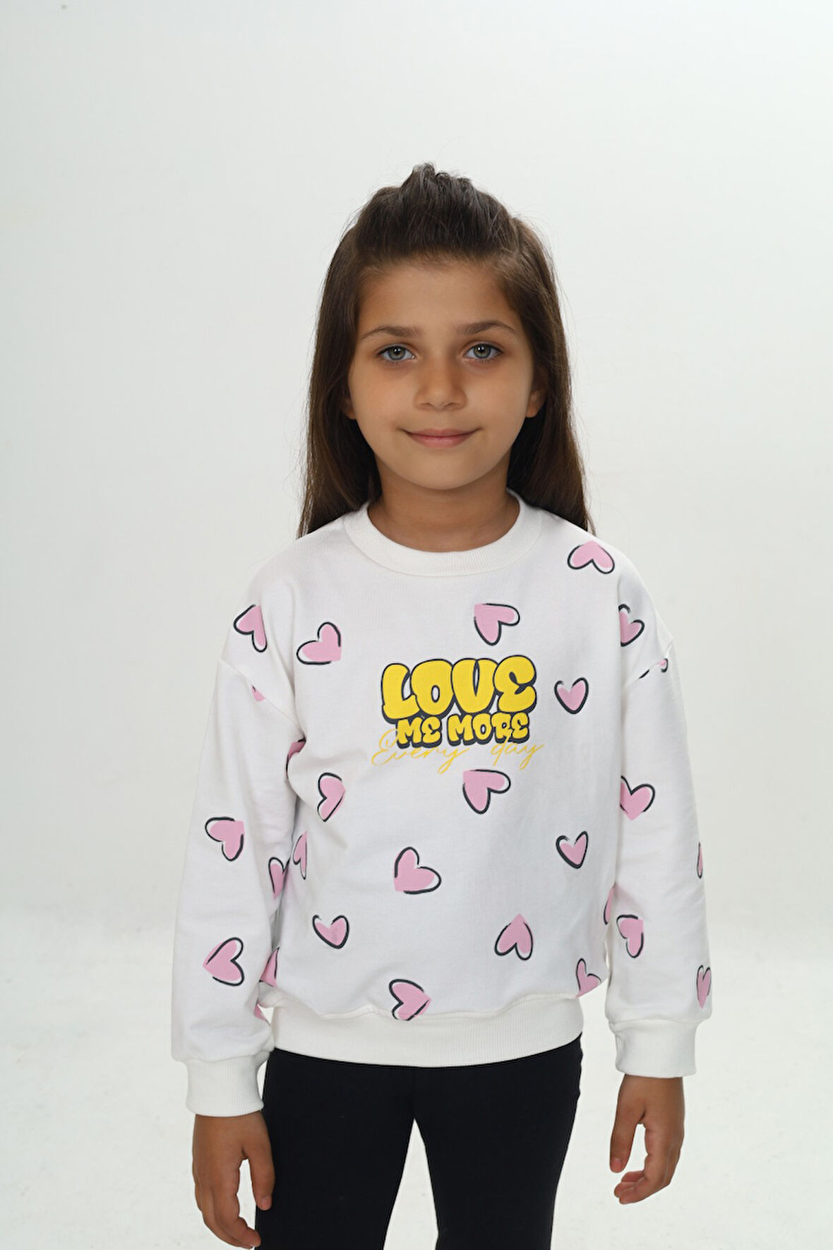 Toontoy Kız Çocuk Love Kalp Baskılı Sweatshirt