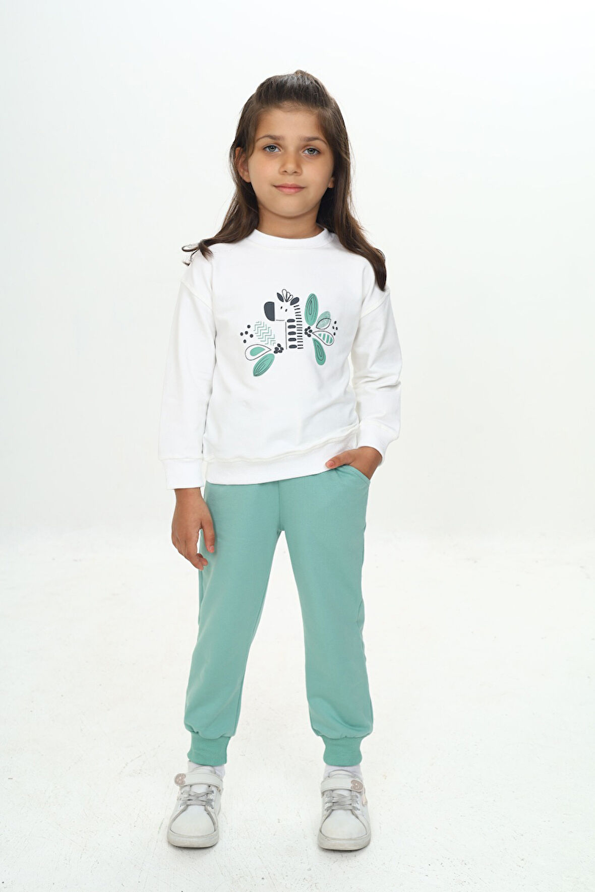 Toontoy Kız Çocuk Zürafa Baskılı Eşofman Takım