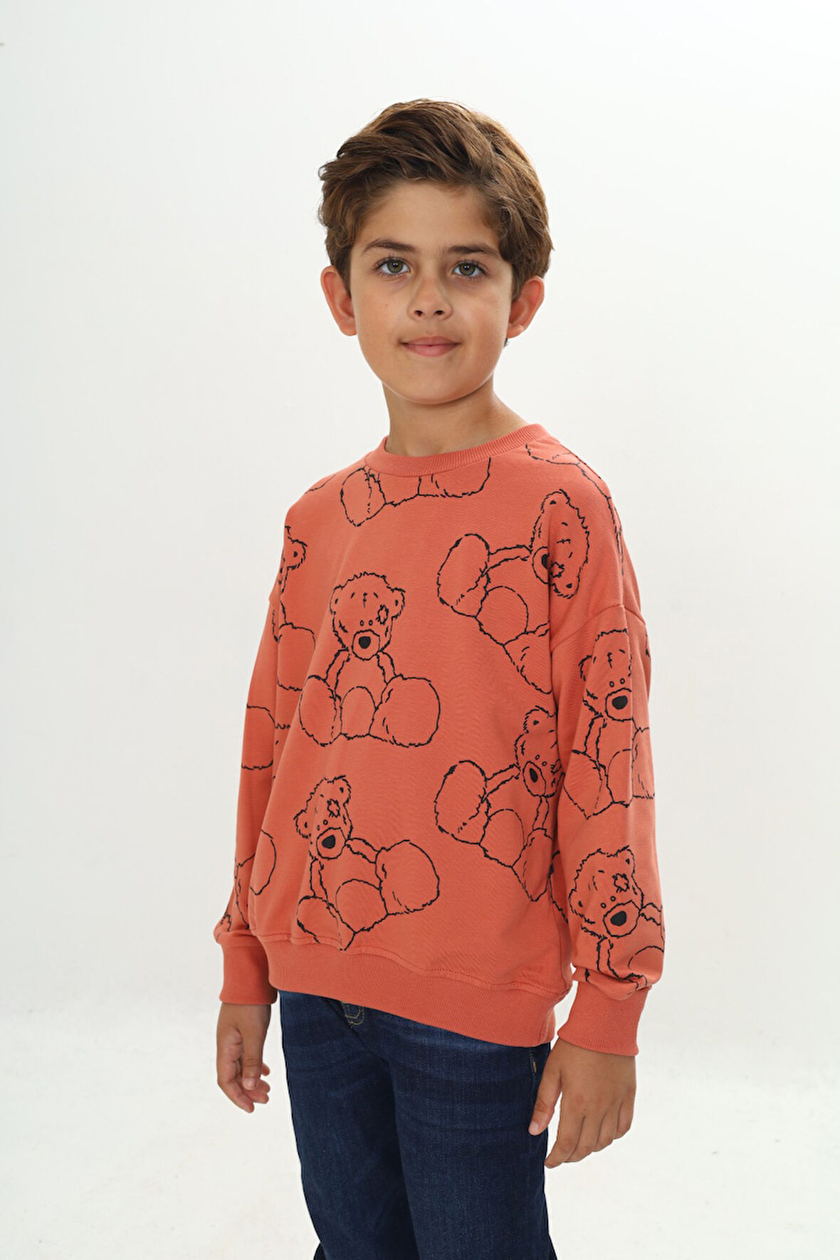 Toontoy Erkek Çocuk Komple Ayı Baskılı Sweatshirt