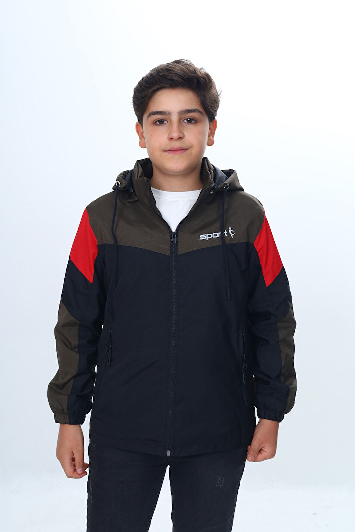 Toontoy Erkek Çocuk Sport Baskılı Kapüşonlu Yağmurluk