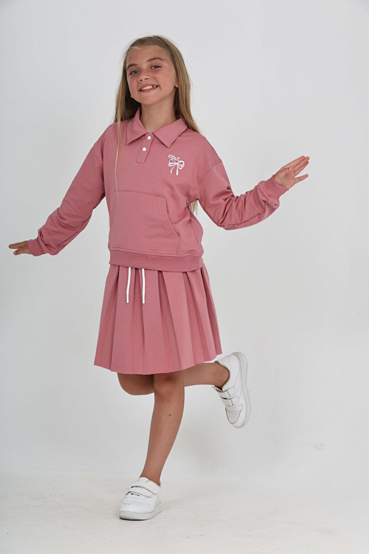 Toontoy Kız Çocuk Fiyonk Nakışlı Etekli Takım