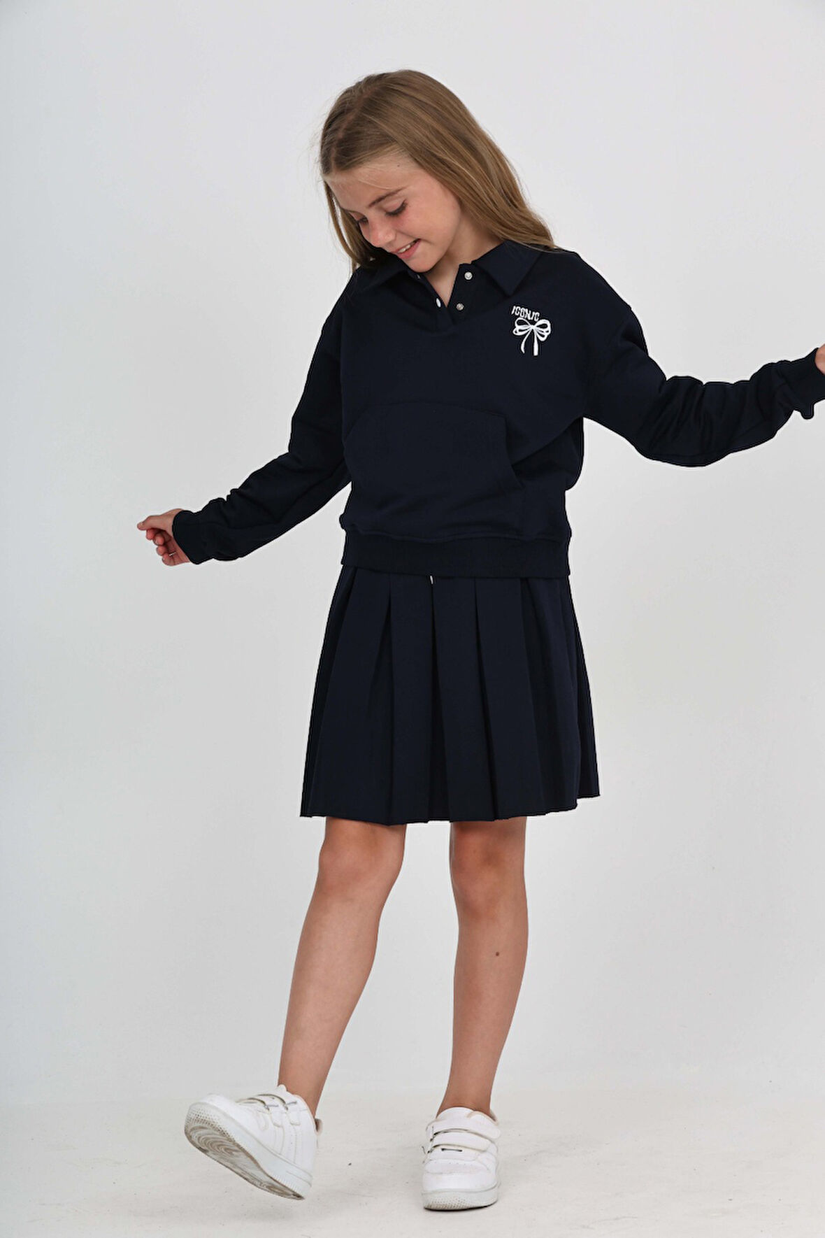 Toontoy Kız Çocuk Fiyonk Nakışlı Etekli Takım