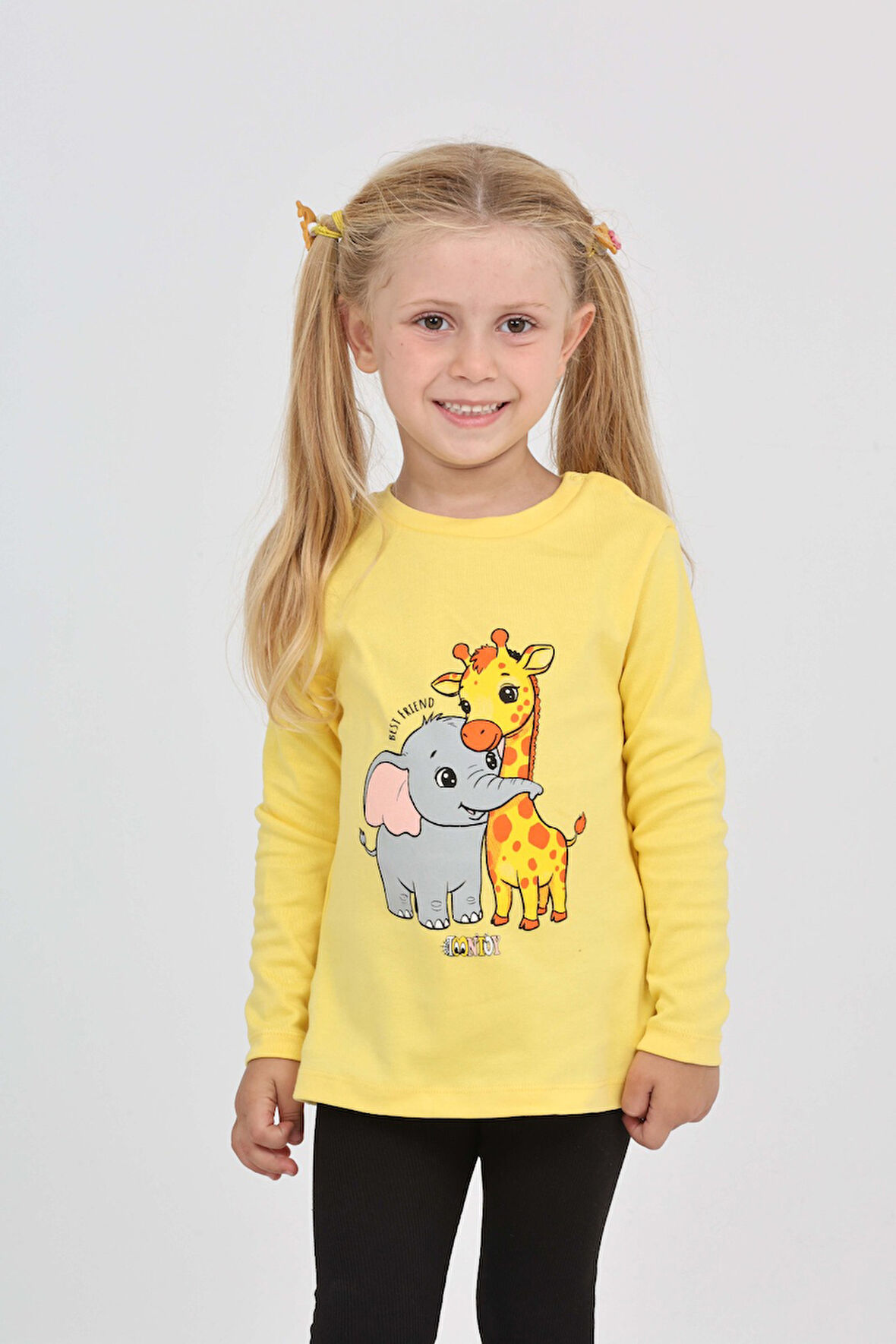 Toontoy Kız Çocuk Zürafa Fil Baskılı Sweatshirt