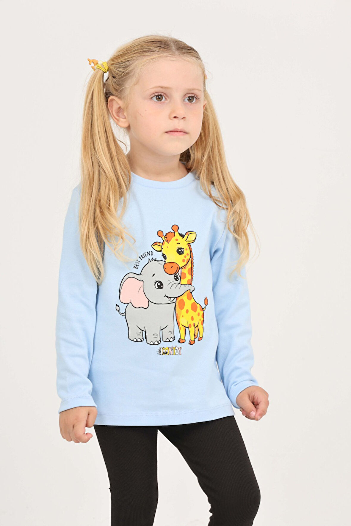 Toontoy Kız Çocuk Zürafa Fil Baskılı Sweatshirt