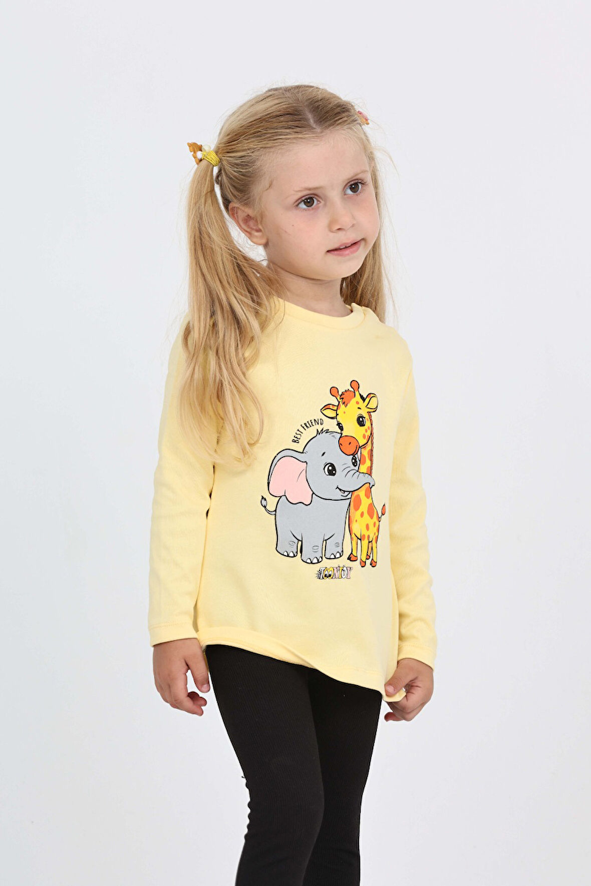 Toontoy Kız Çocuk Zürafa Fil Baskılı Sweatshirt