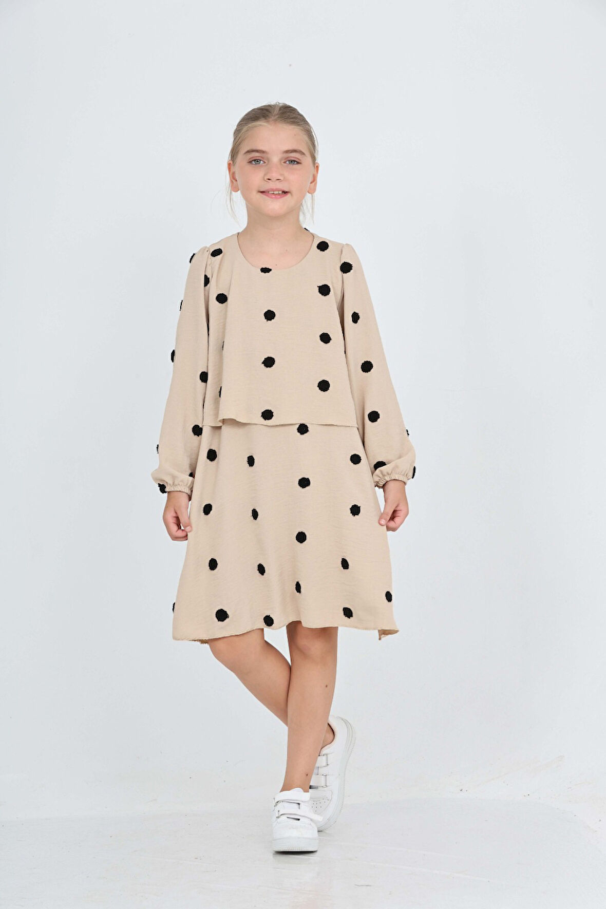 Toontoy Kız Çocuk Puantiye Detaylı Elbise