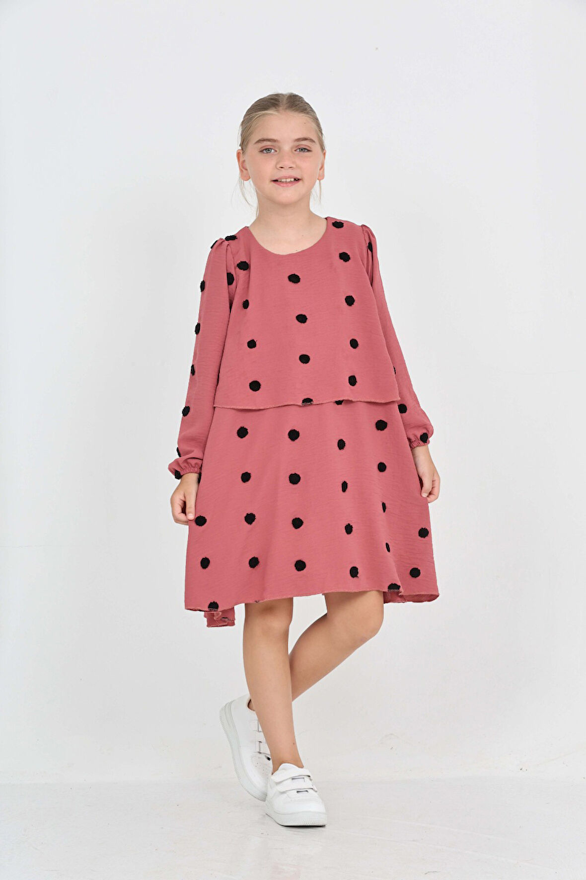 Toontoy Kız Çocuk Puantiye Detaylı Elbise