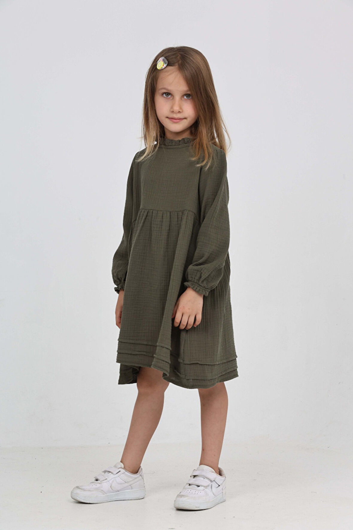 Toontoy Kız Çocuk Yaka Fırfırlı Elbise