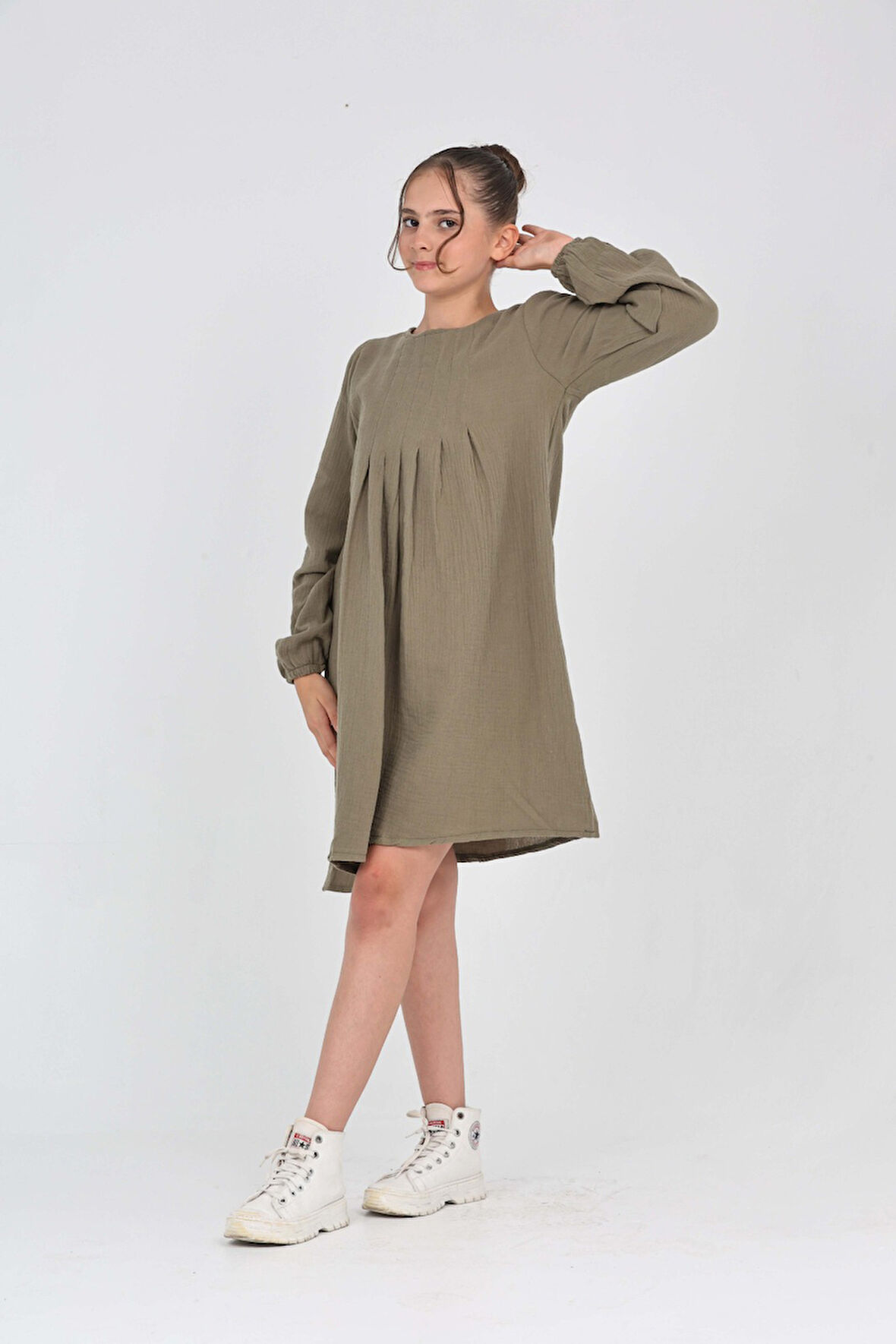 Toontoy Kız Çocuk Pile Detaylı Elbise